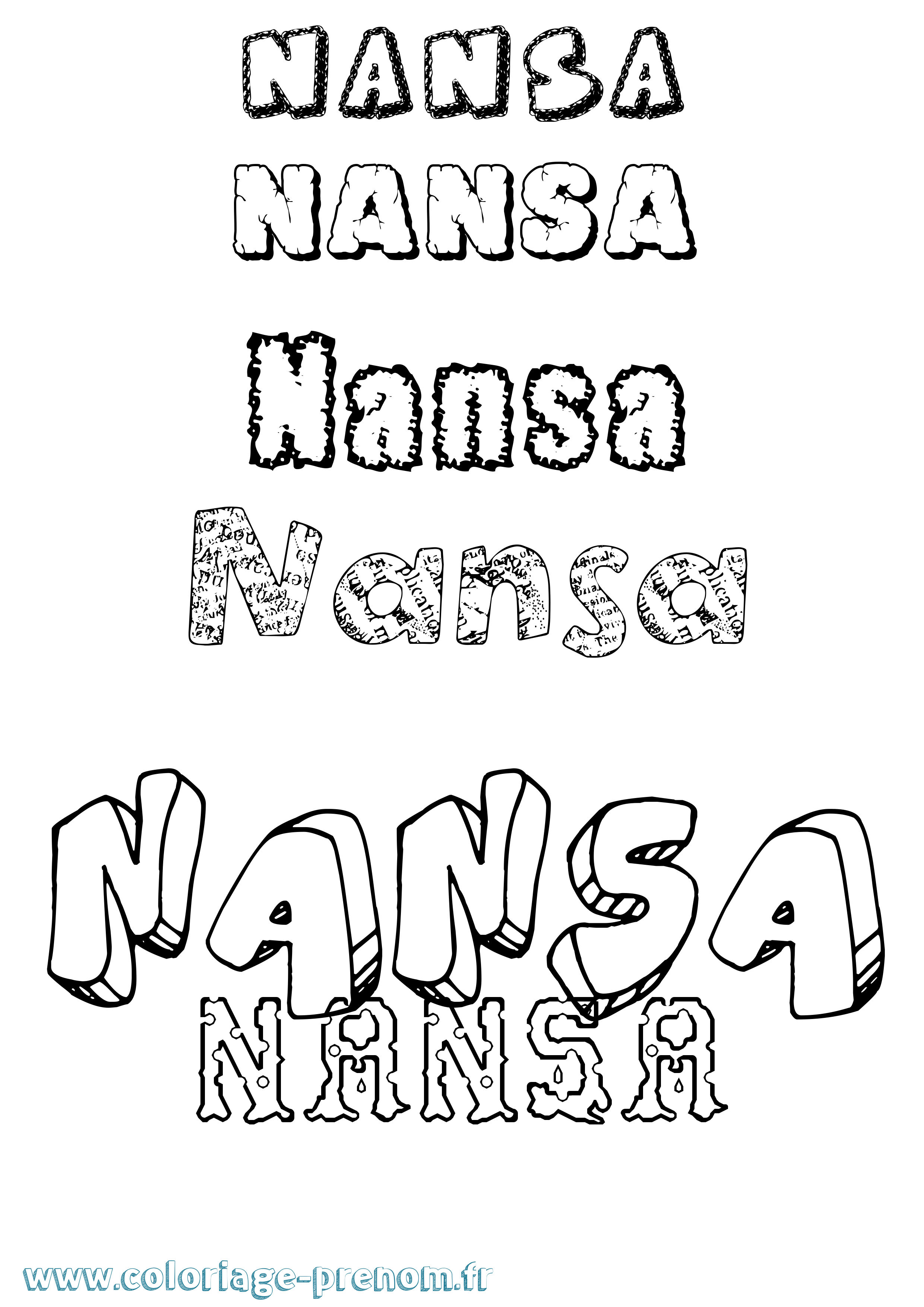 Coloriage Nansa Destructuré Coloriage prénom Nansa Destructuré