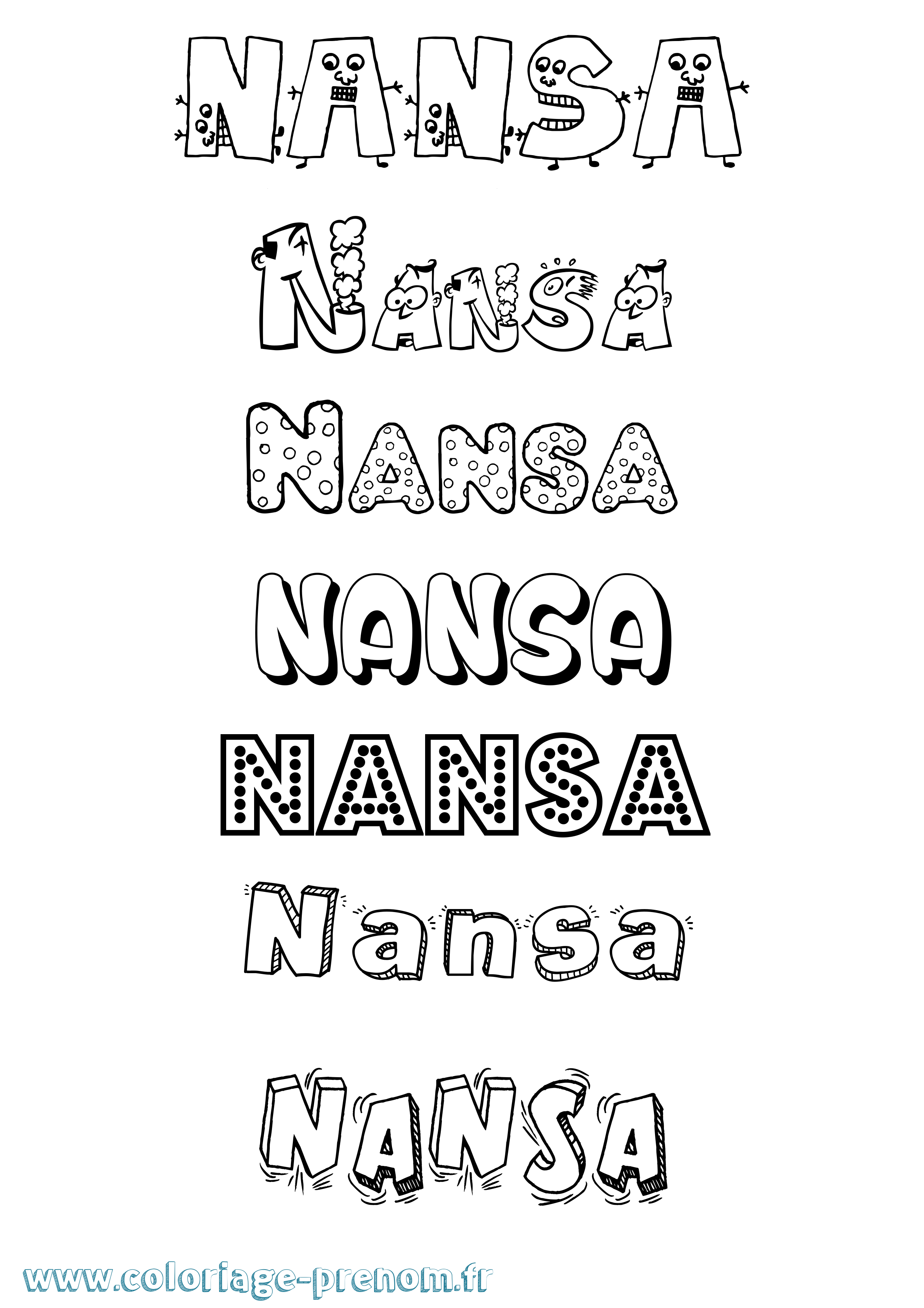 Coloriage Nansa Fun Coloriage prénom Nansa Fun