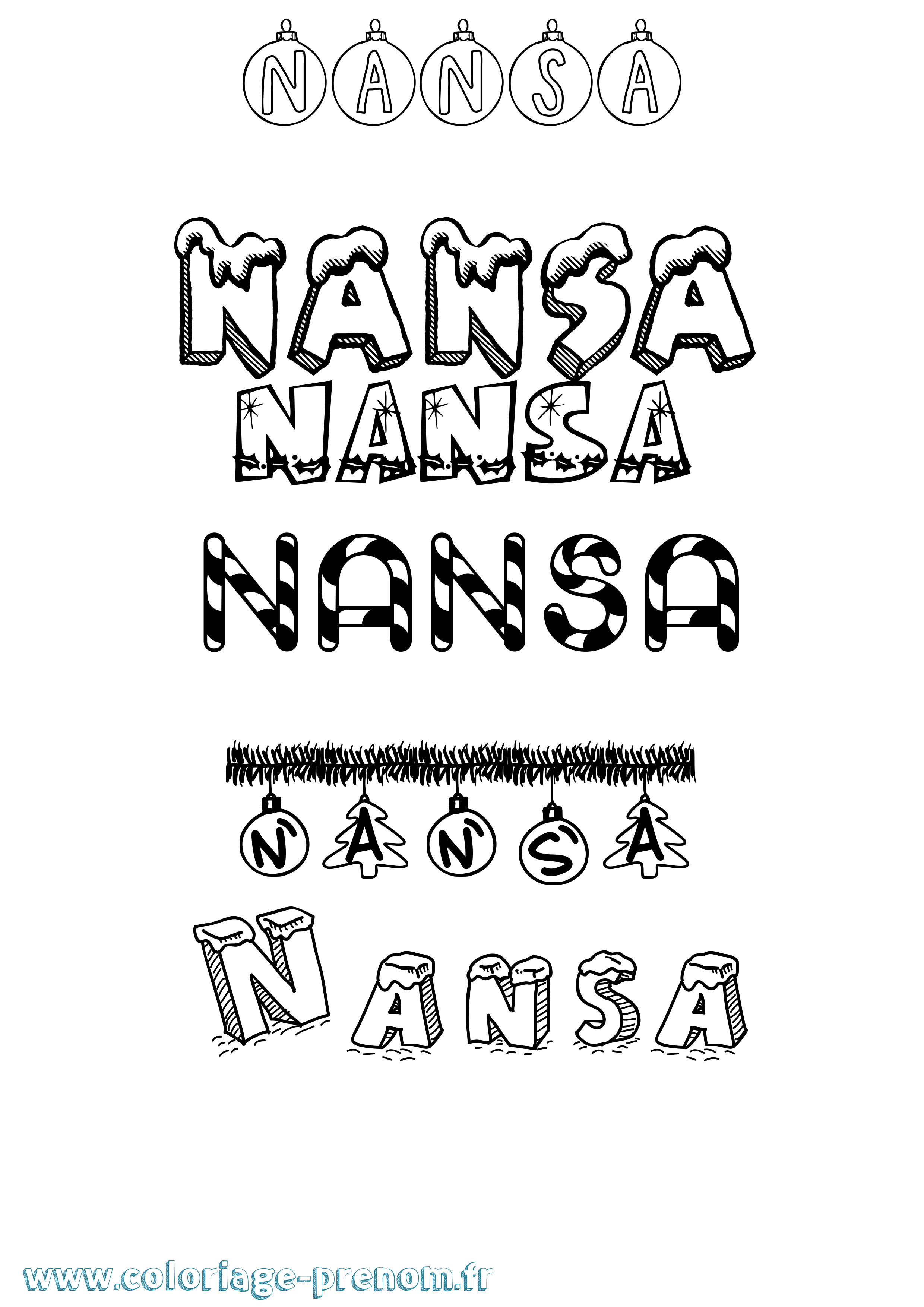 Coloriage Nansa Noël Coloriage prénom Nansa Noël