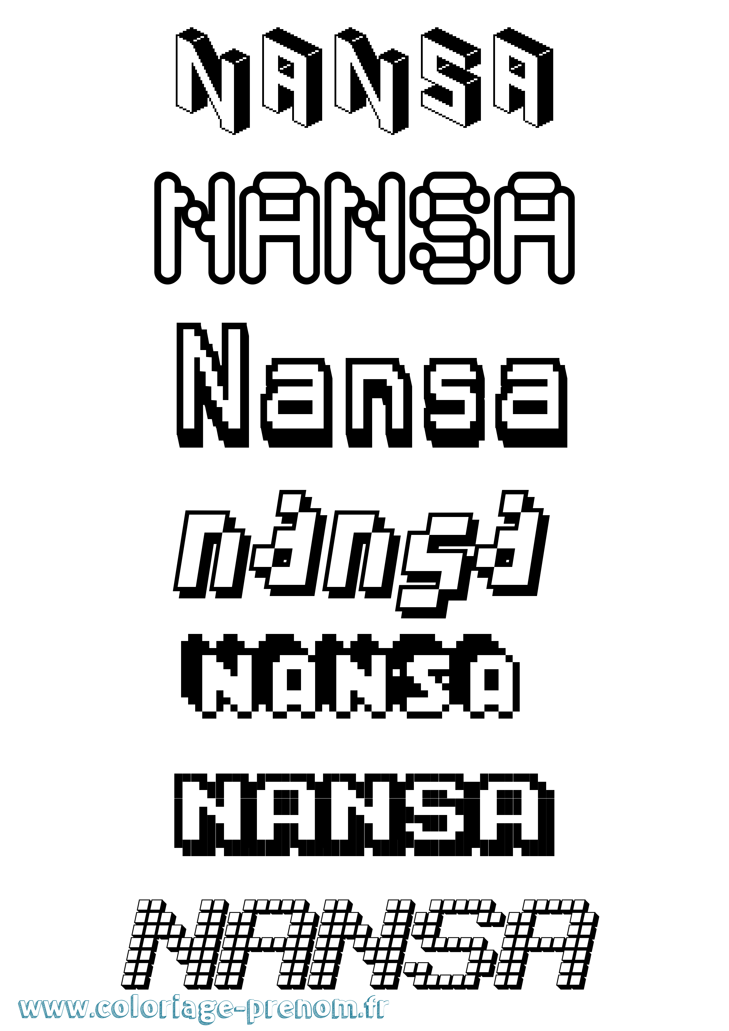 Coloriage Nansa Pixel Coloriage prénom Nansa Pixel
