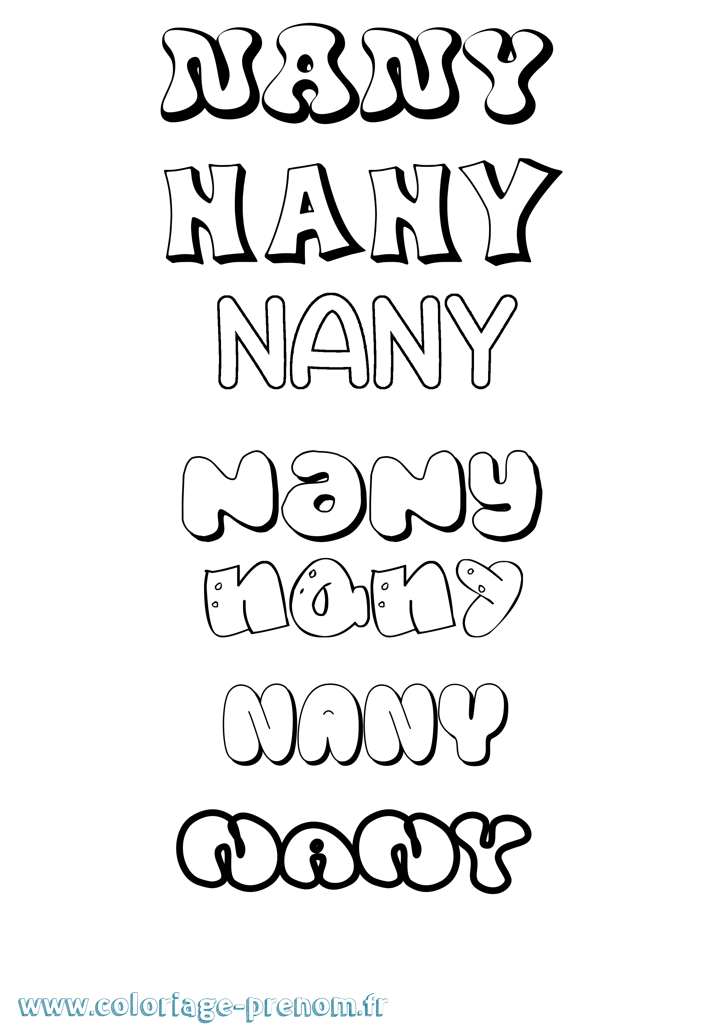 Coloriage Nany Bubble Coloriage prénom Nany Bubble