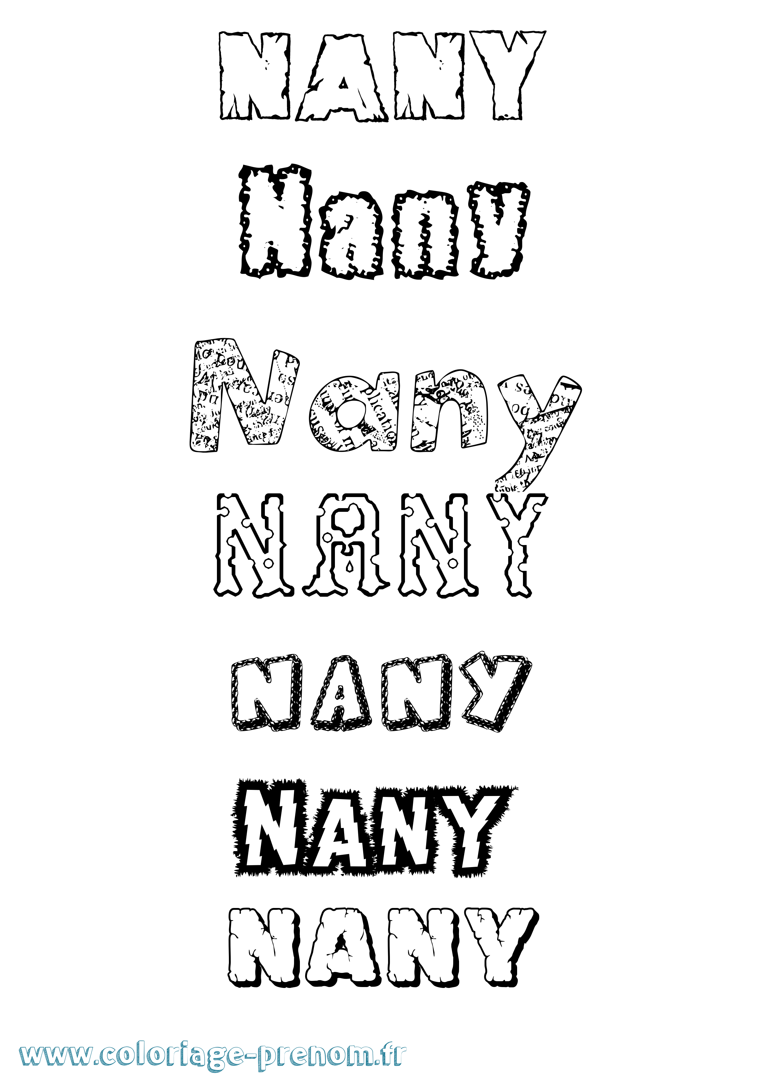Coloriage Nany Destructuré Coloriage prénom Nany Destructuré