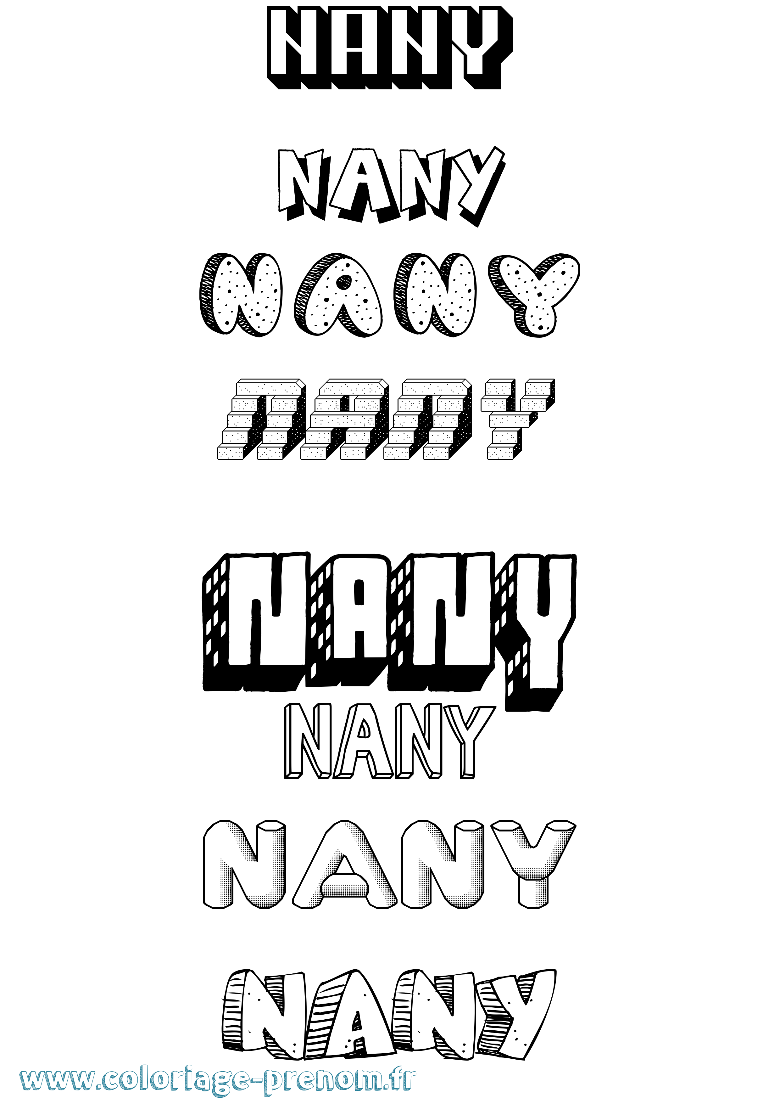 Coloriage Nany Effet 3D Coloriage prénom Nany Effet 3D
