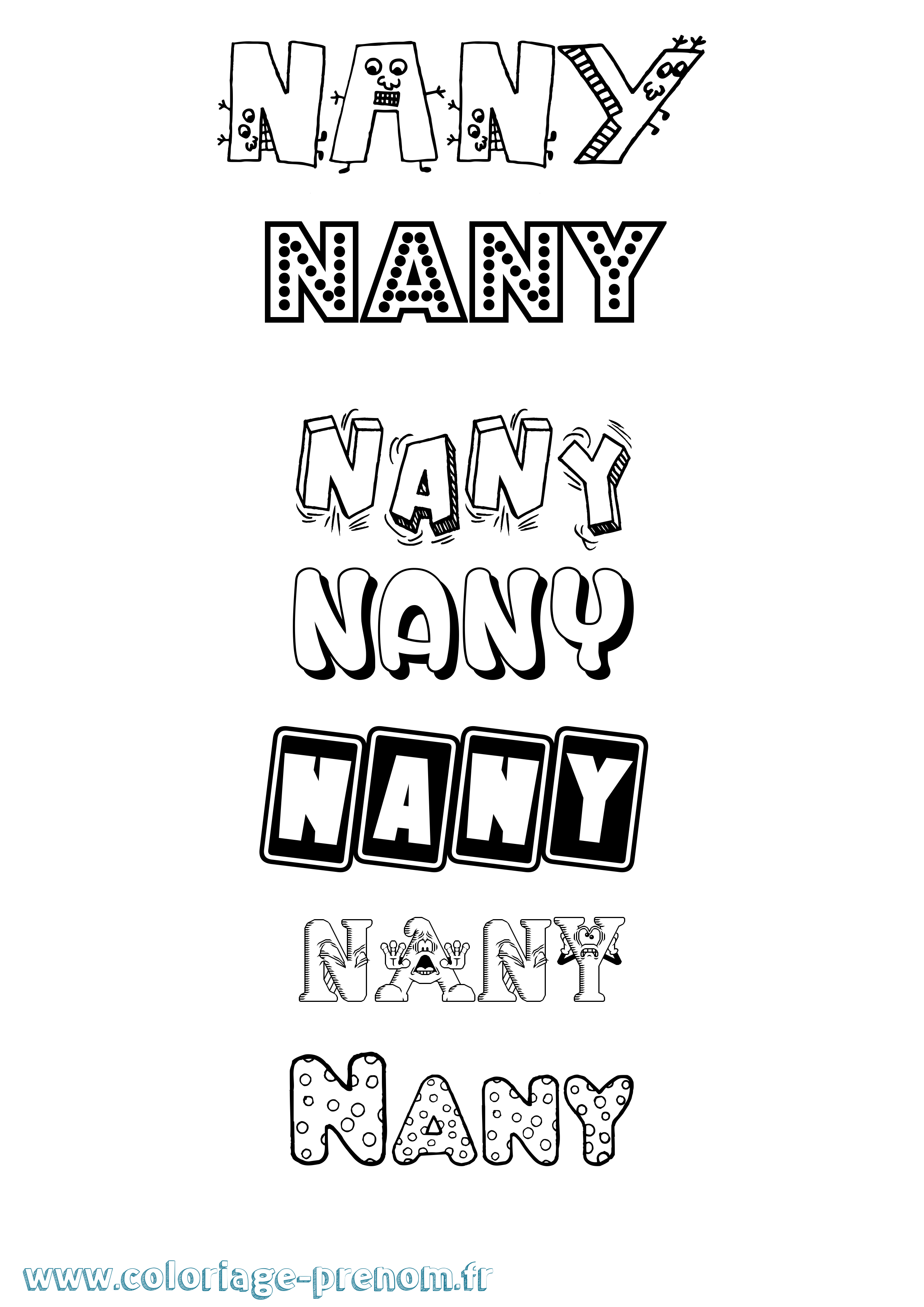 Coloriage Nany Fun Coloriage prénom Nany Fun