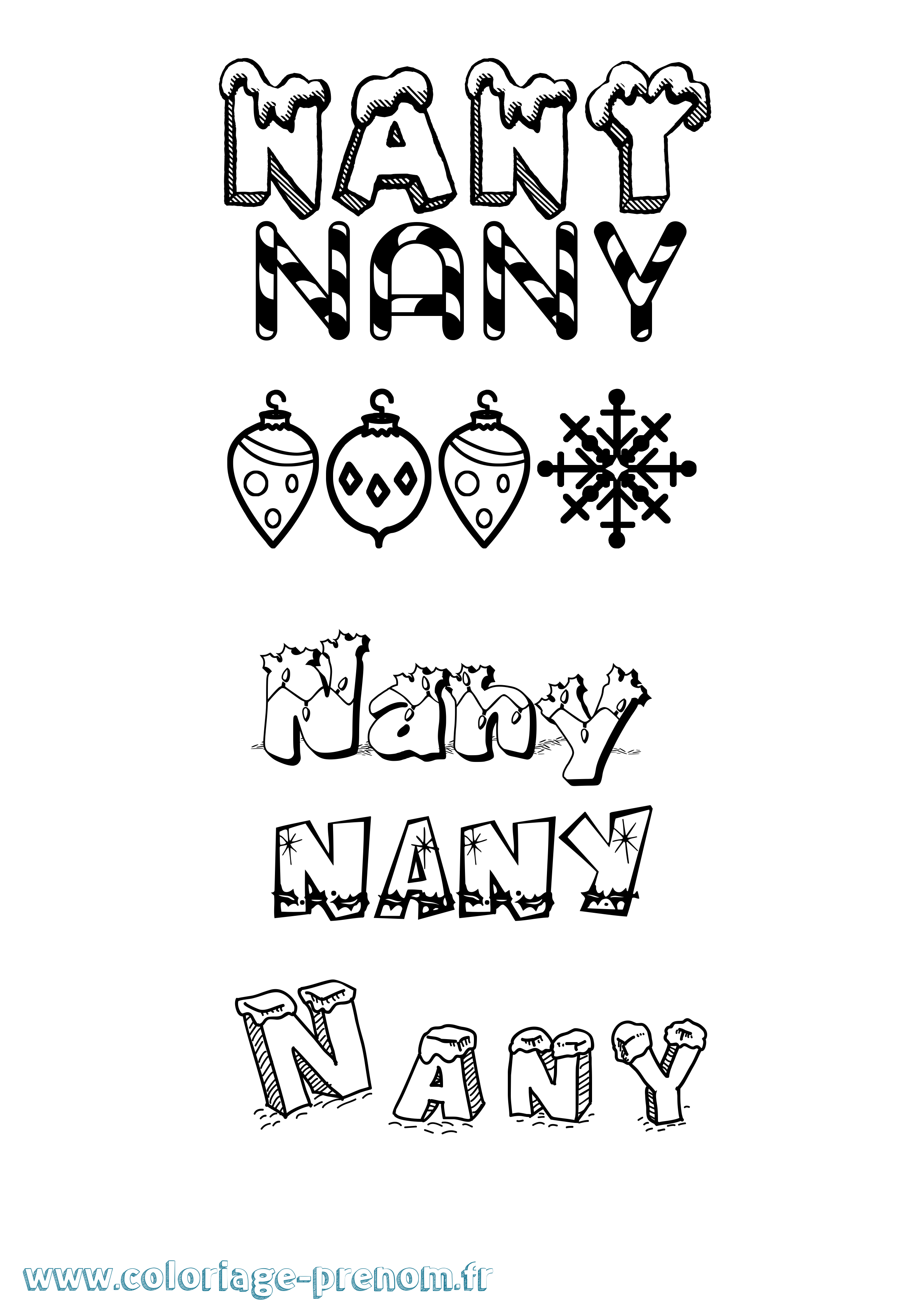 Coloriage Nany Noël Coloriage prénom Nany Noël