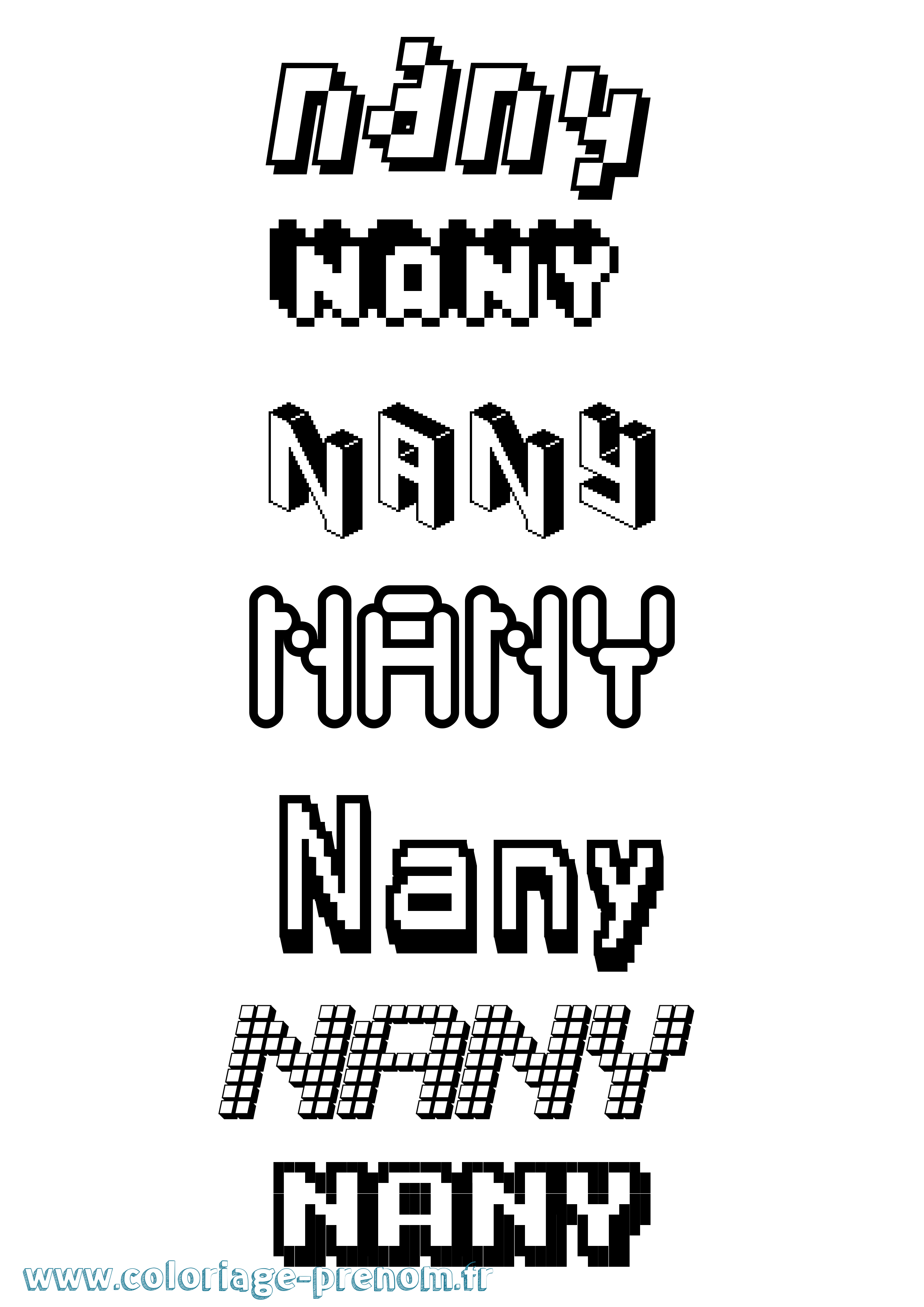Coloriage Nany Pixel Coloriage prénom Nany Pixel