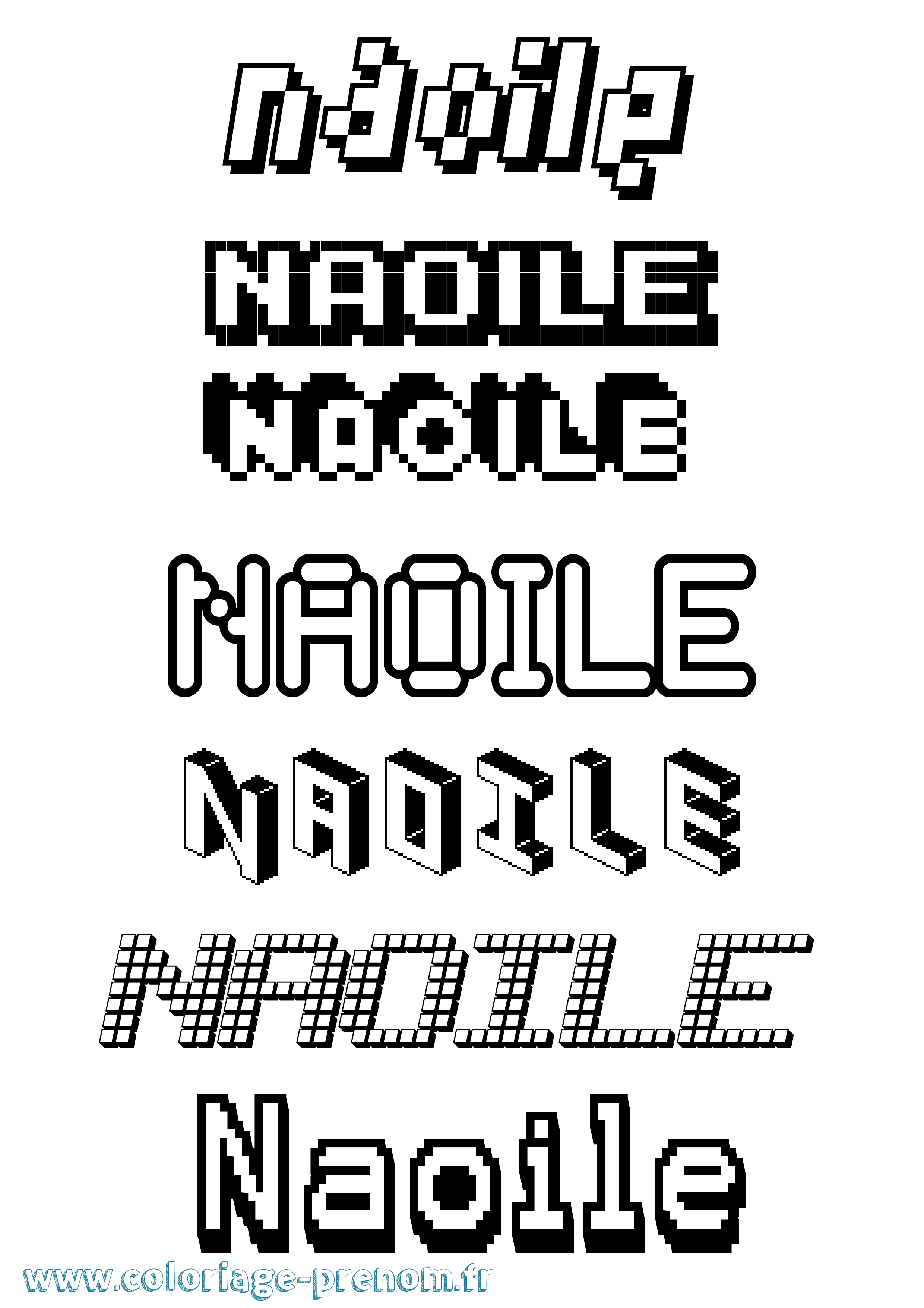Coloriage Naoile Pixel Coloriage prénom Naoile Pixel