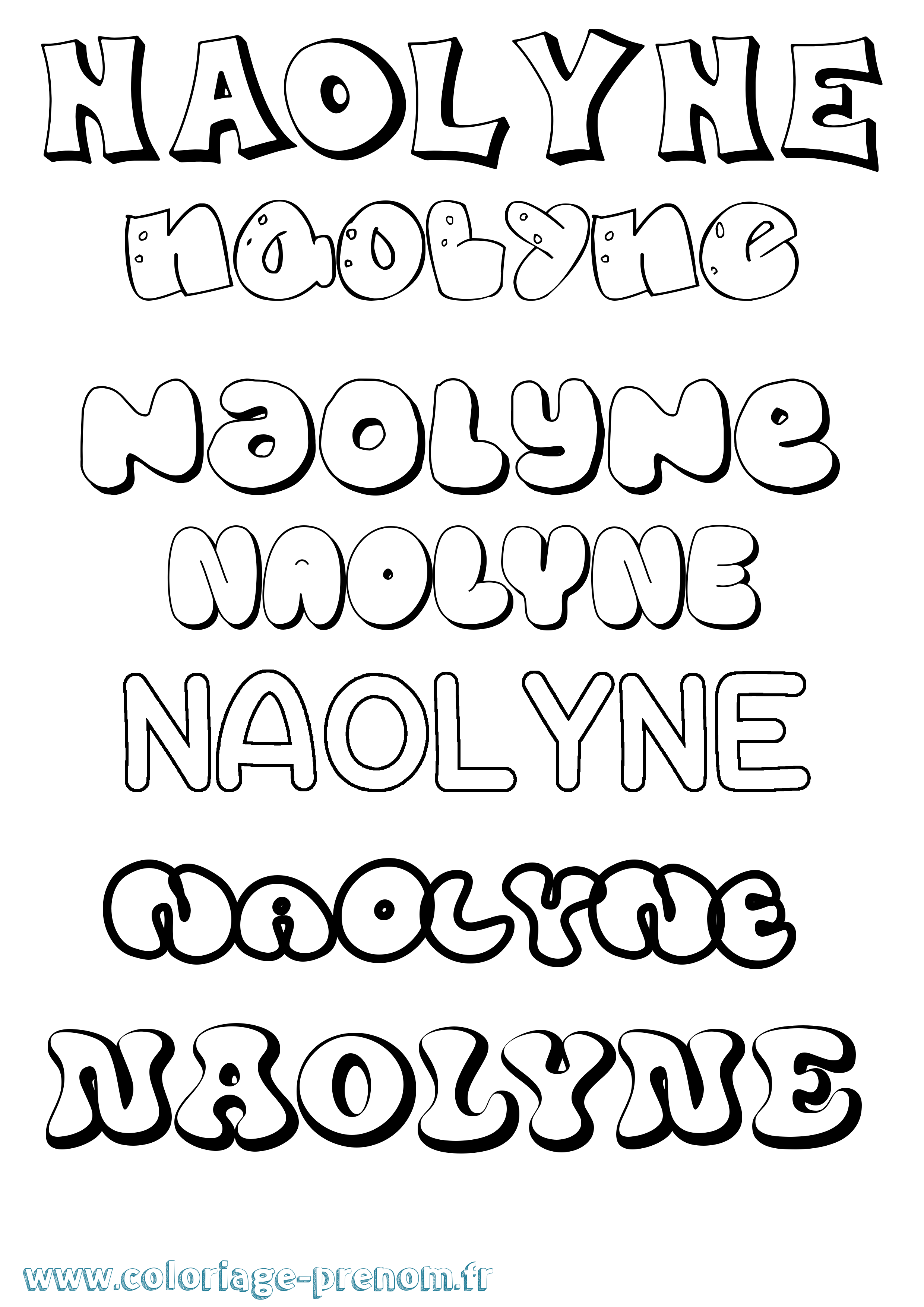 Coloriage Naolyne Bubble Coloriage prénom Naolyne Bubble