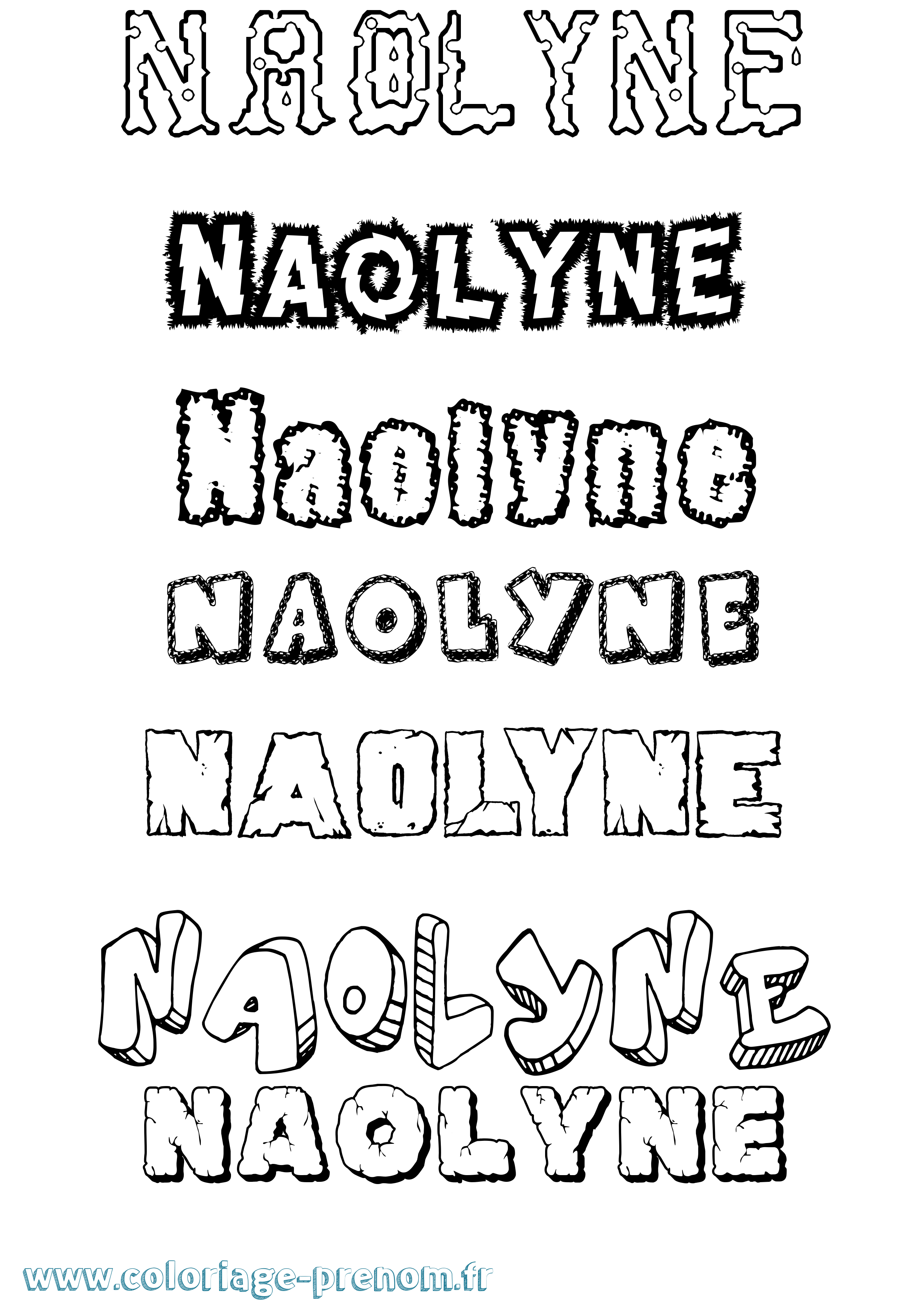 Coloriage Naolyne Destructuré Coloriage prénom Naolyne Destructuré