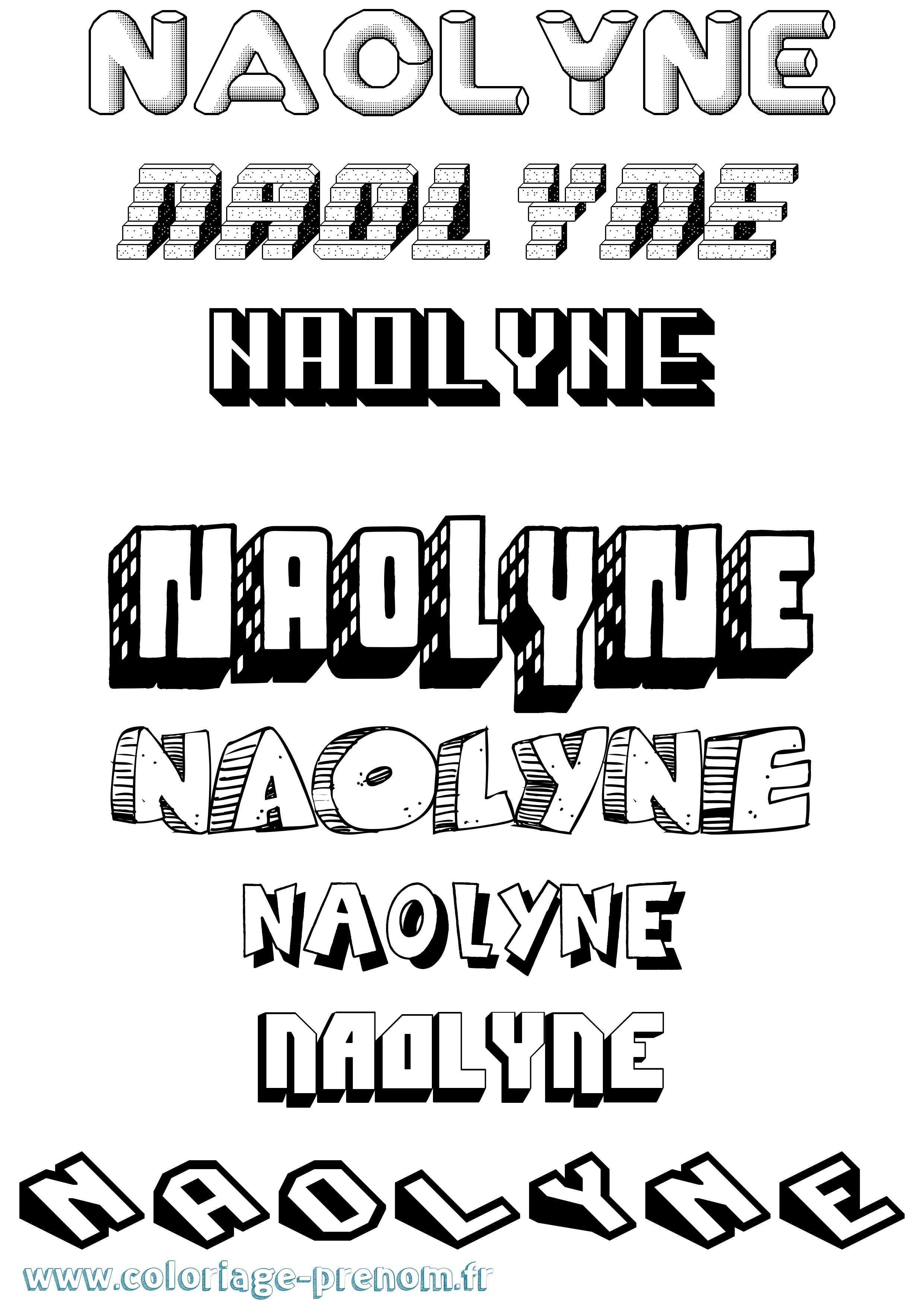 Coloriage Naolyne Effet 3D Coloriage prénom Naolyne Effet 3D
