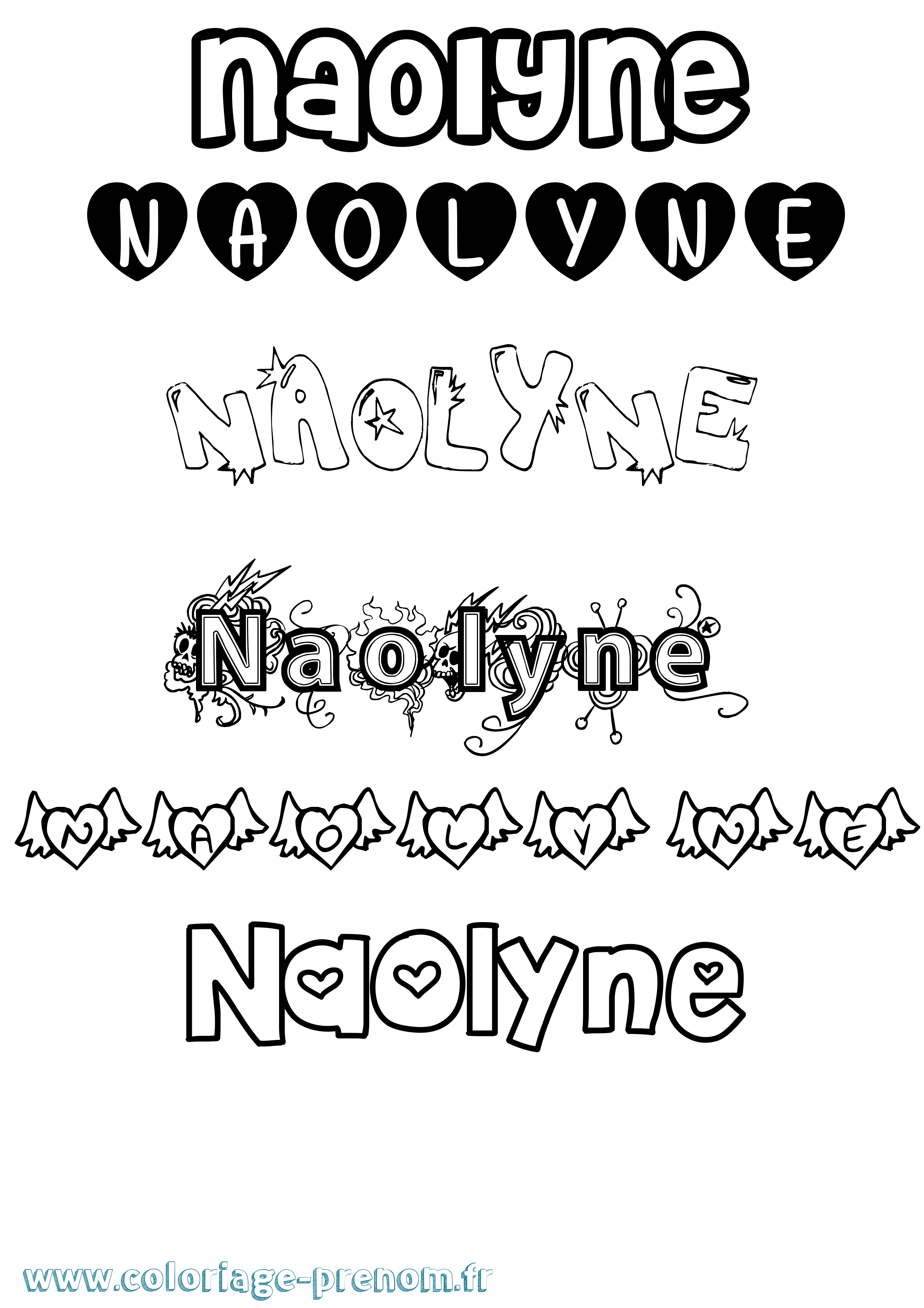 Coloriage Naolyne Girly Coloriage prénom Naolyne Girly