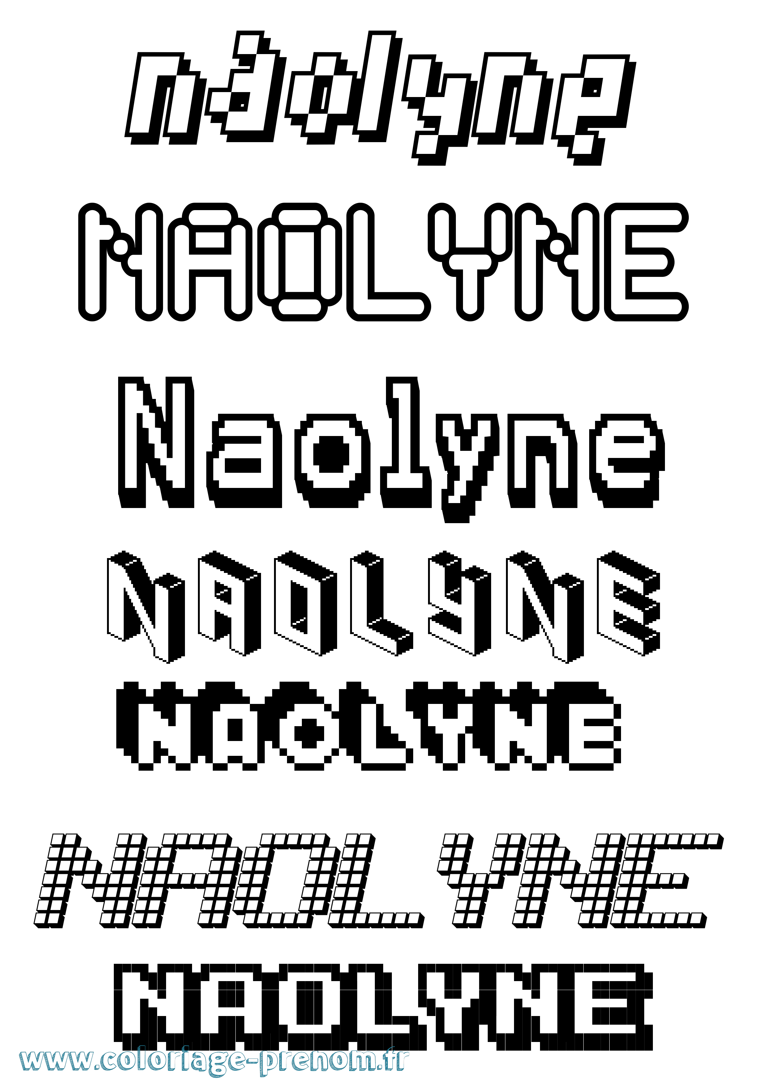 Coloriage Naolyne Pixel Coloriage prénom Naolyne Pixel