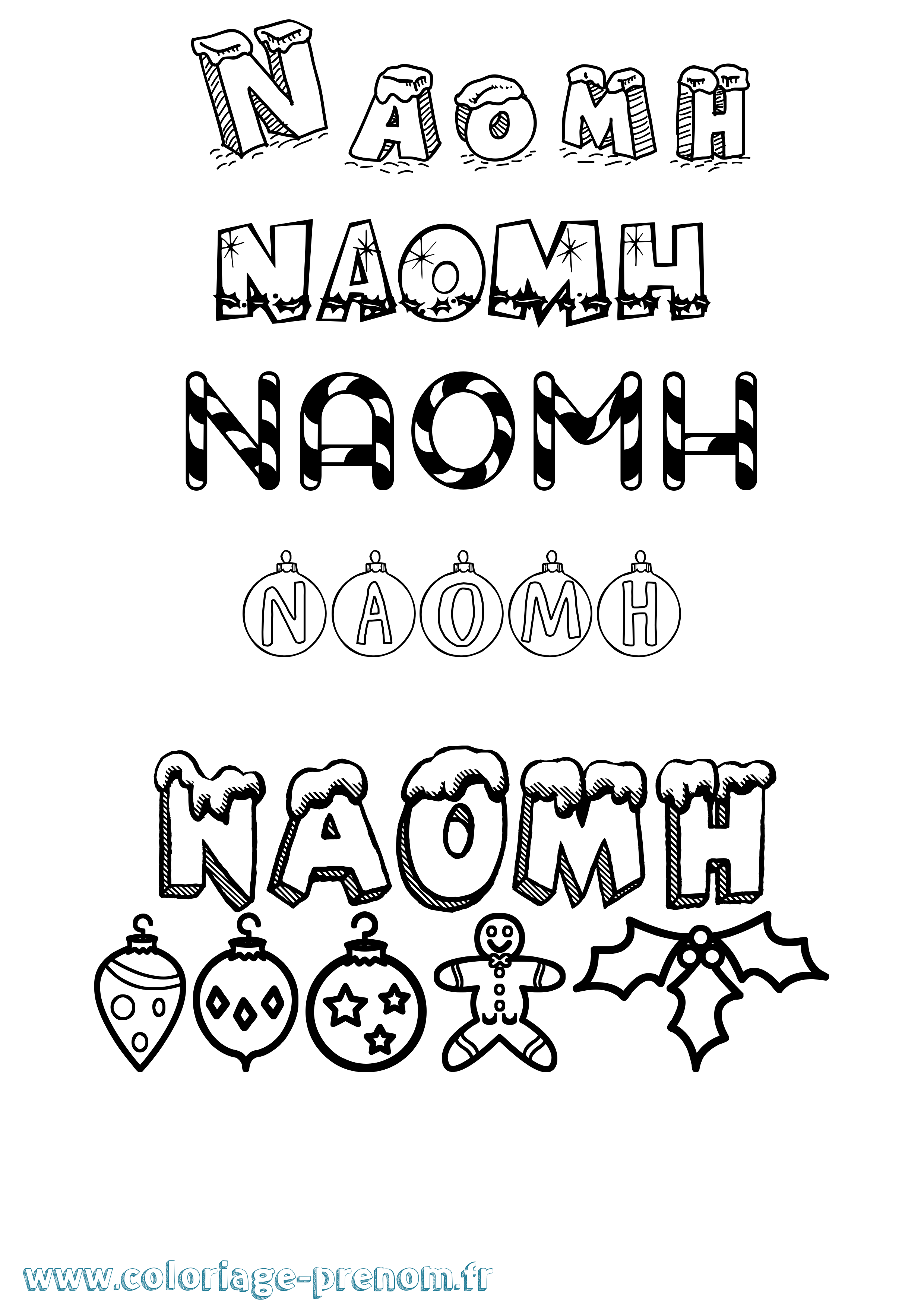 Coloriage Naomh Noël Coloriage prénom Naomh Noël