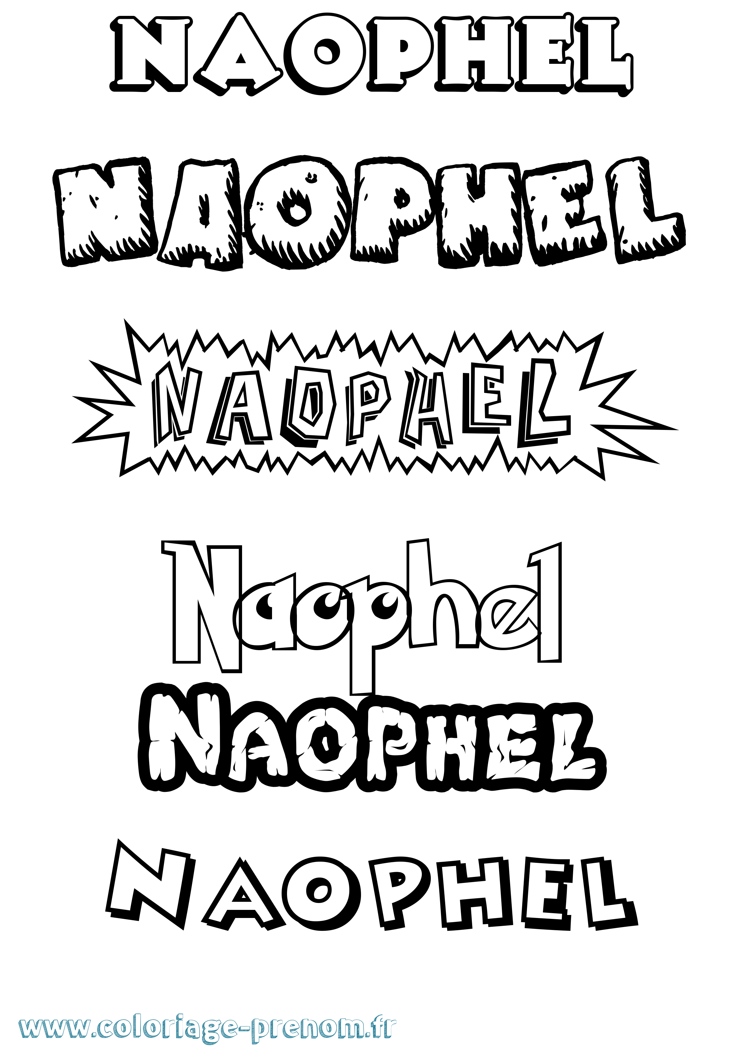 Coloriage Naophel Dessin Animé Coloriage prénom Naophel Dessin Animé