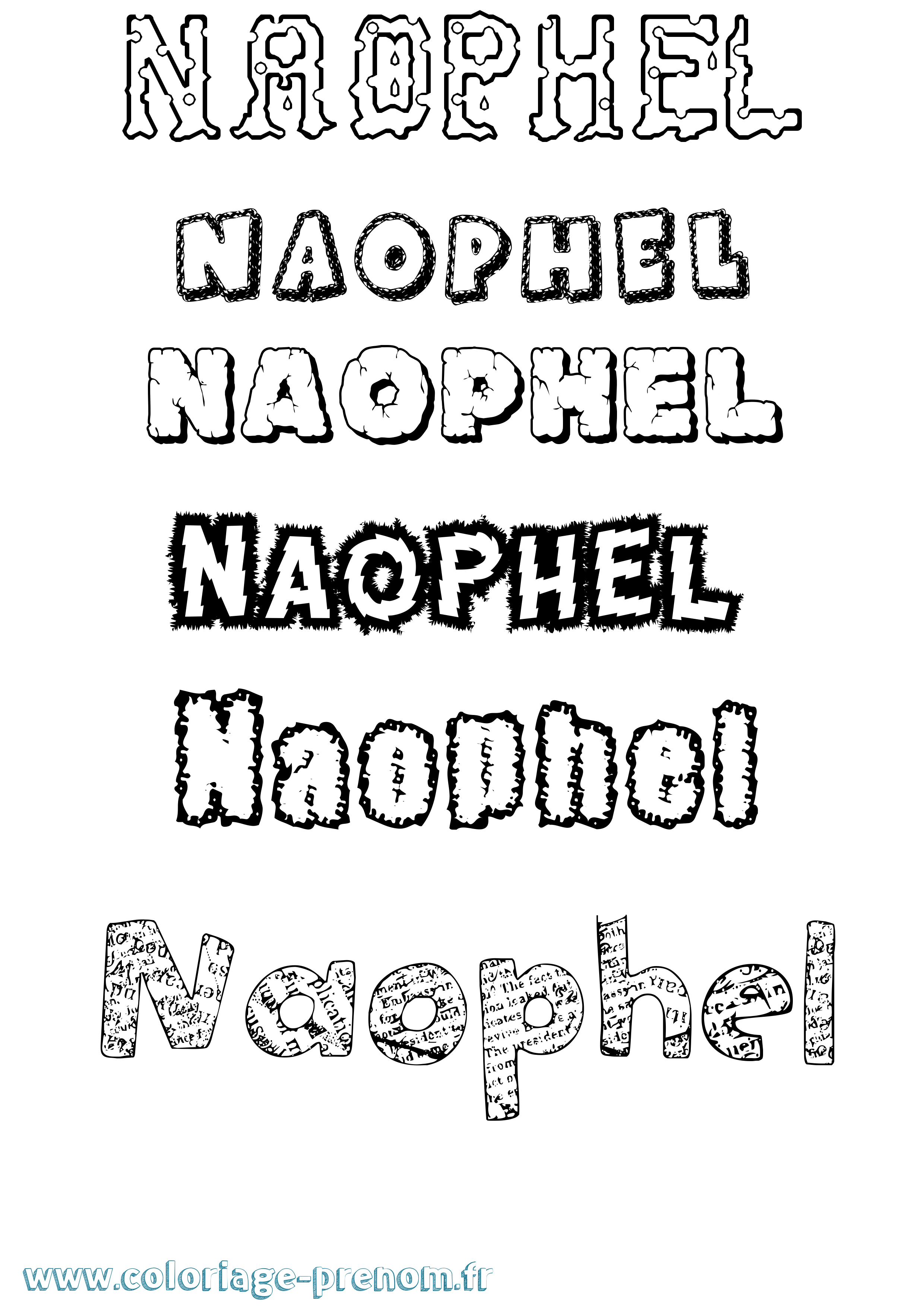 Coloriage Naophel Destructuré Coloriage prénom Naophel Destructuré