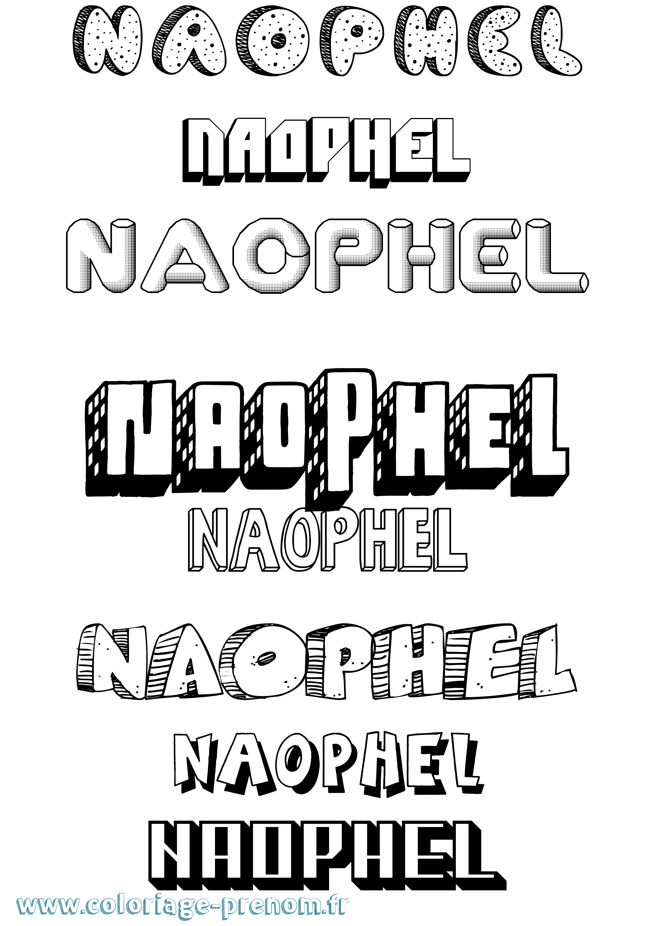 Coloriage Naophel Effet 3D Coloriage prénom Naophel Effet 3D