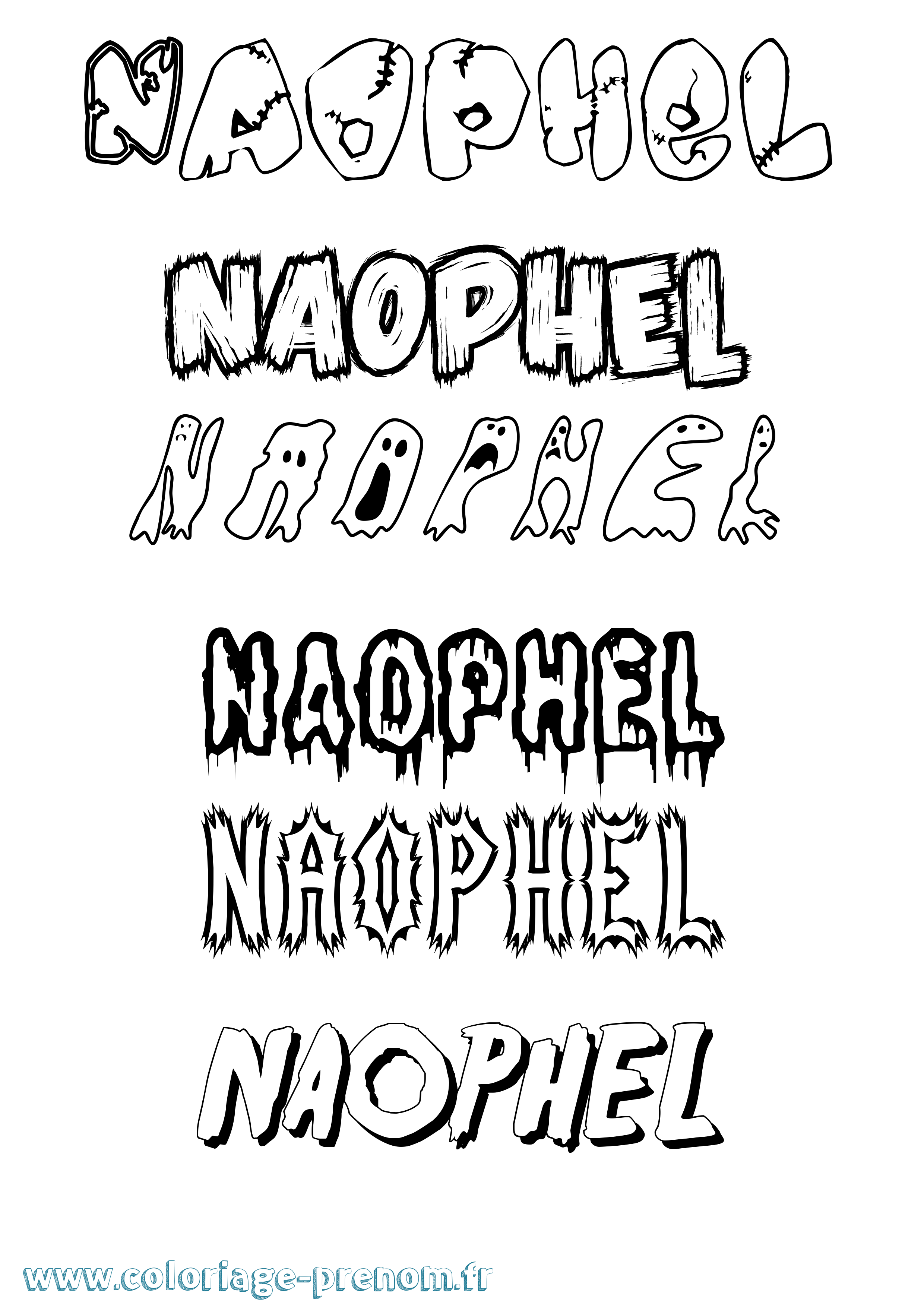 Coloriage Naophel Frisson Coloriage prénom Naophel Frisson