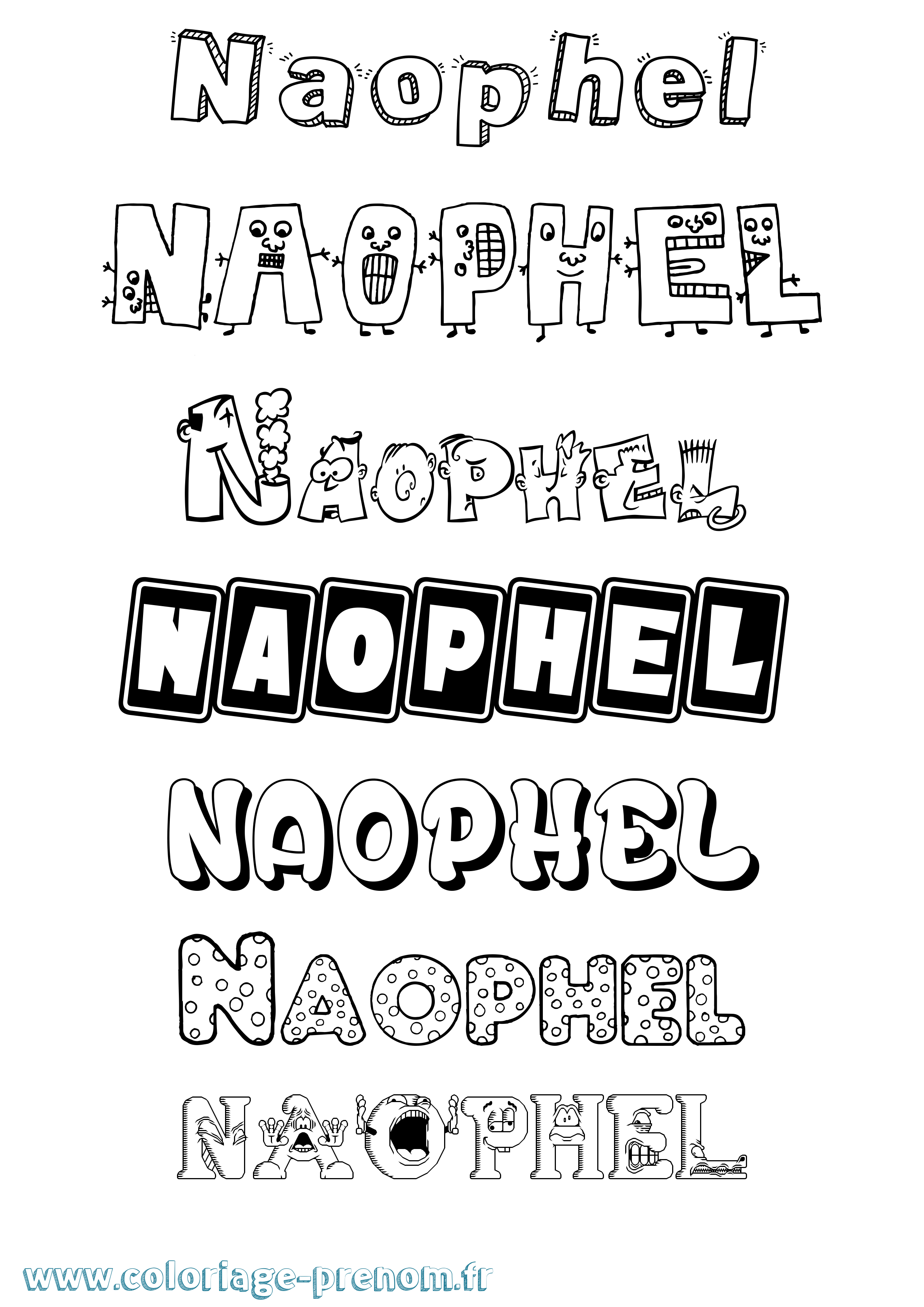 Coloriage Naophel Fun Coloriage prénom Naophel Fun