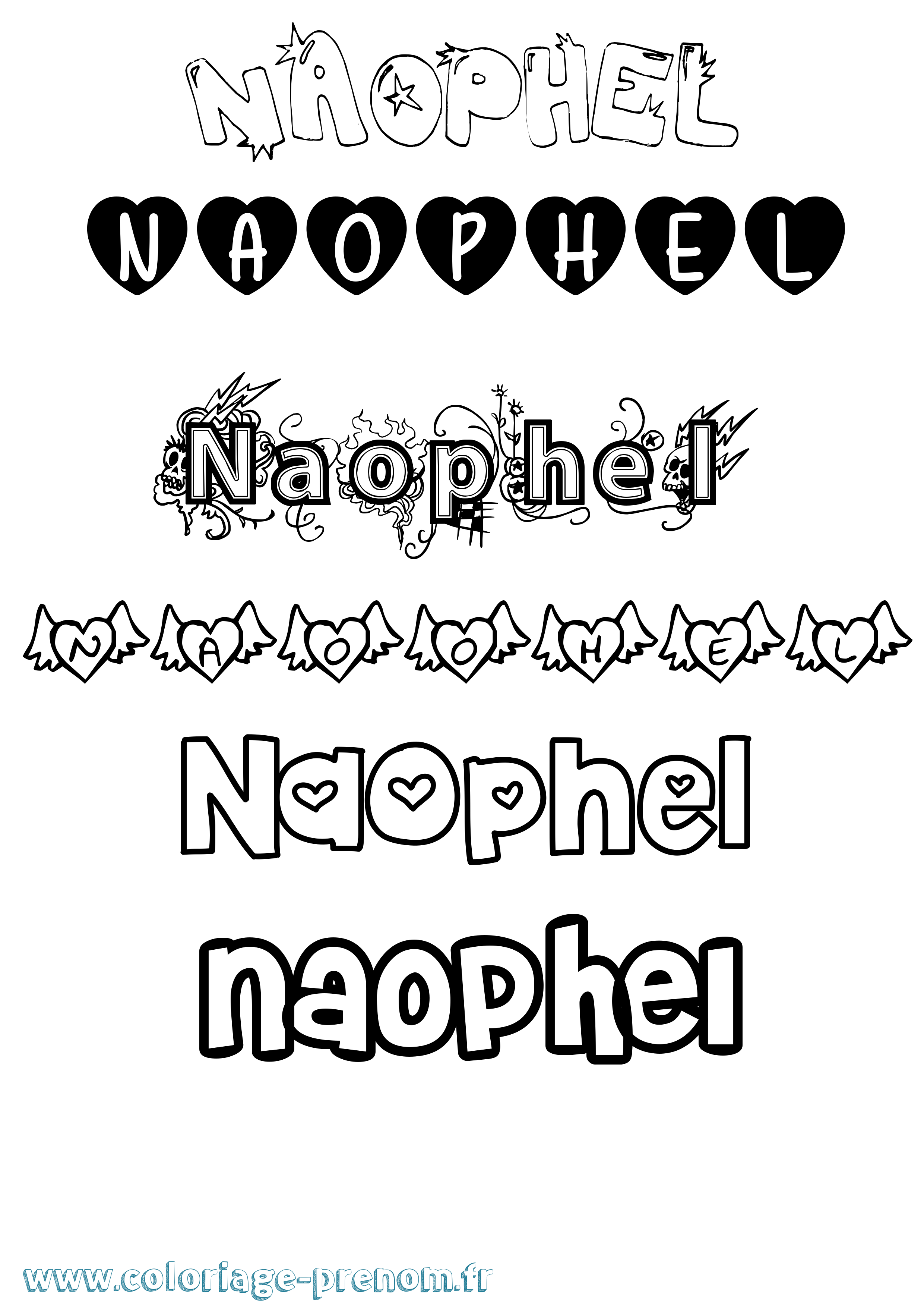 Coloriage Naophel Girly Coloriage prénom Naophel Girly