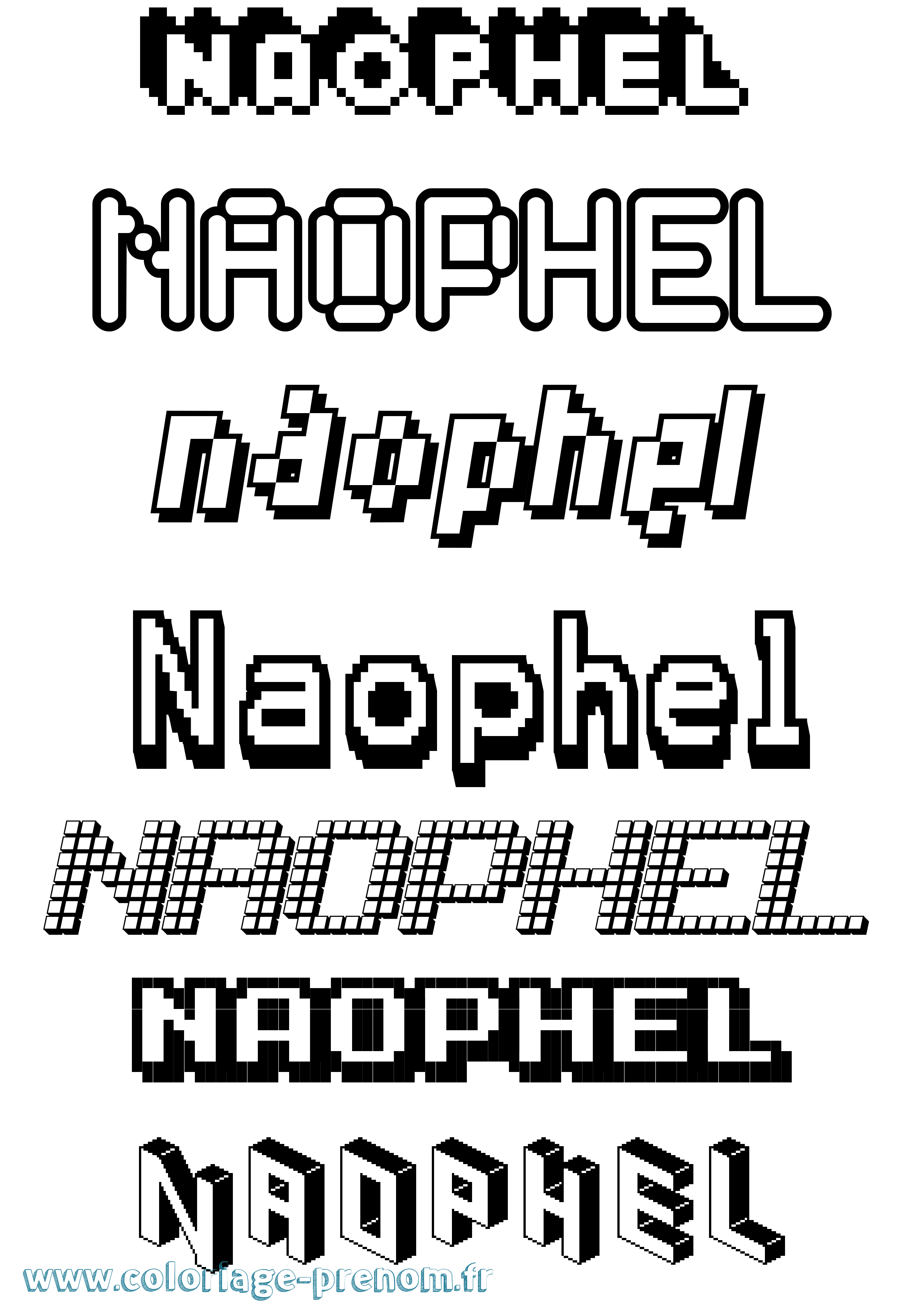 Coloriage Naophel Pixel Coloriage prénom Naophel Pixel