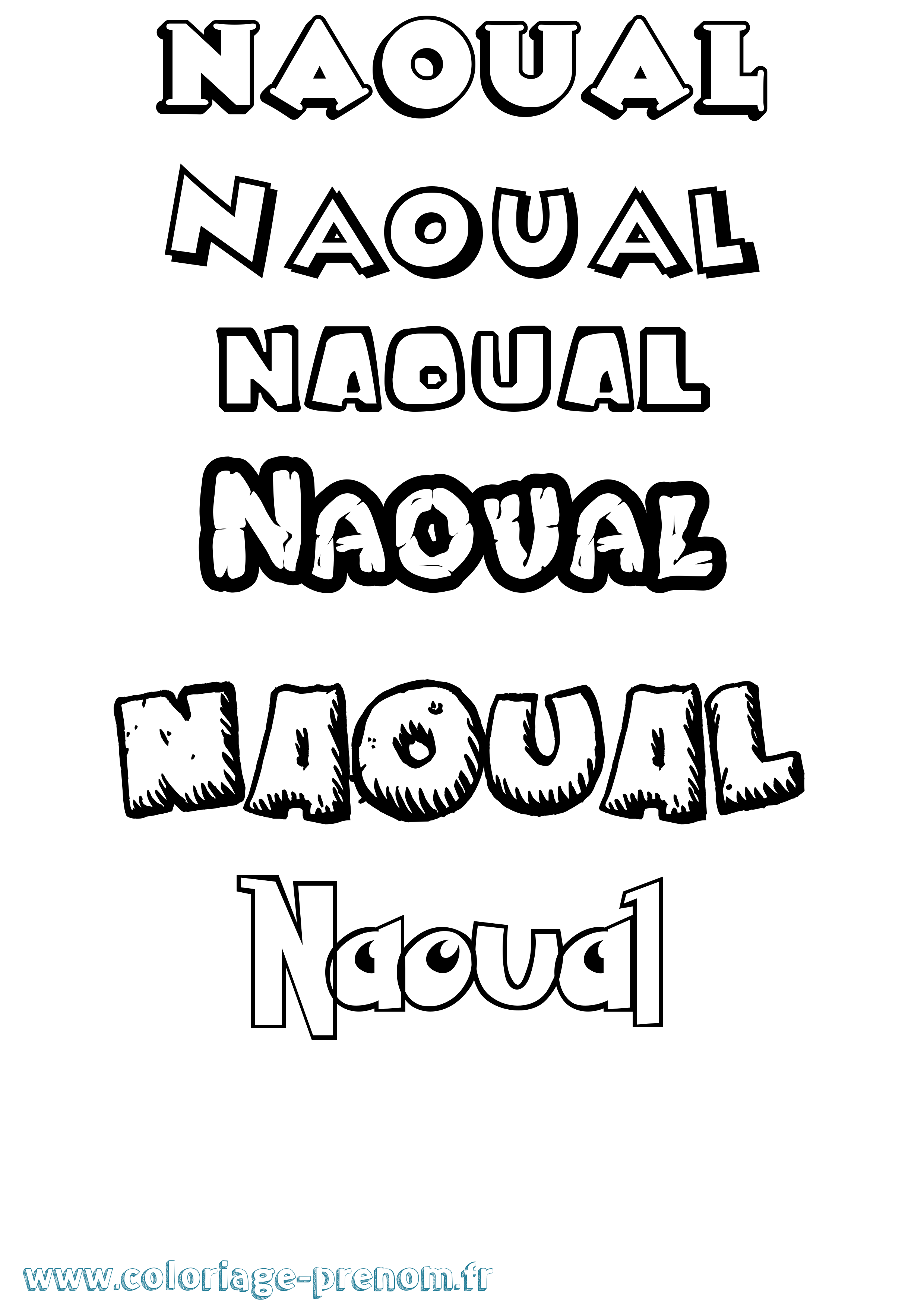 Coloriage Naoual Dessin Animé Coloriage prénom Naoual Dessin Animé