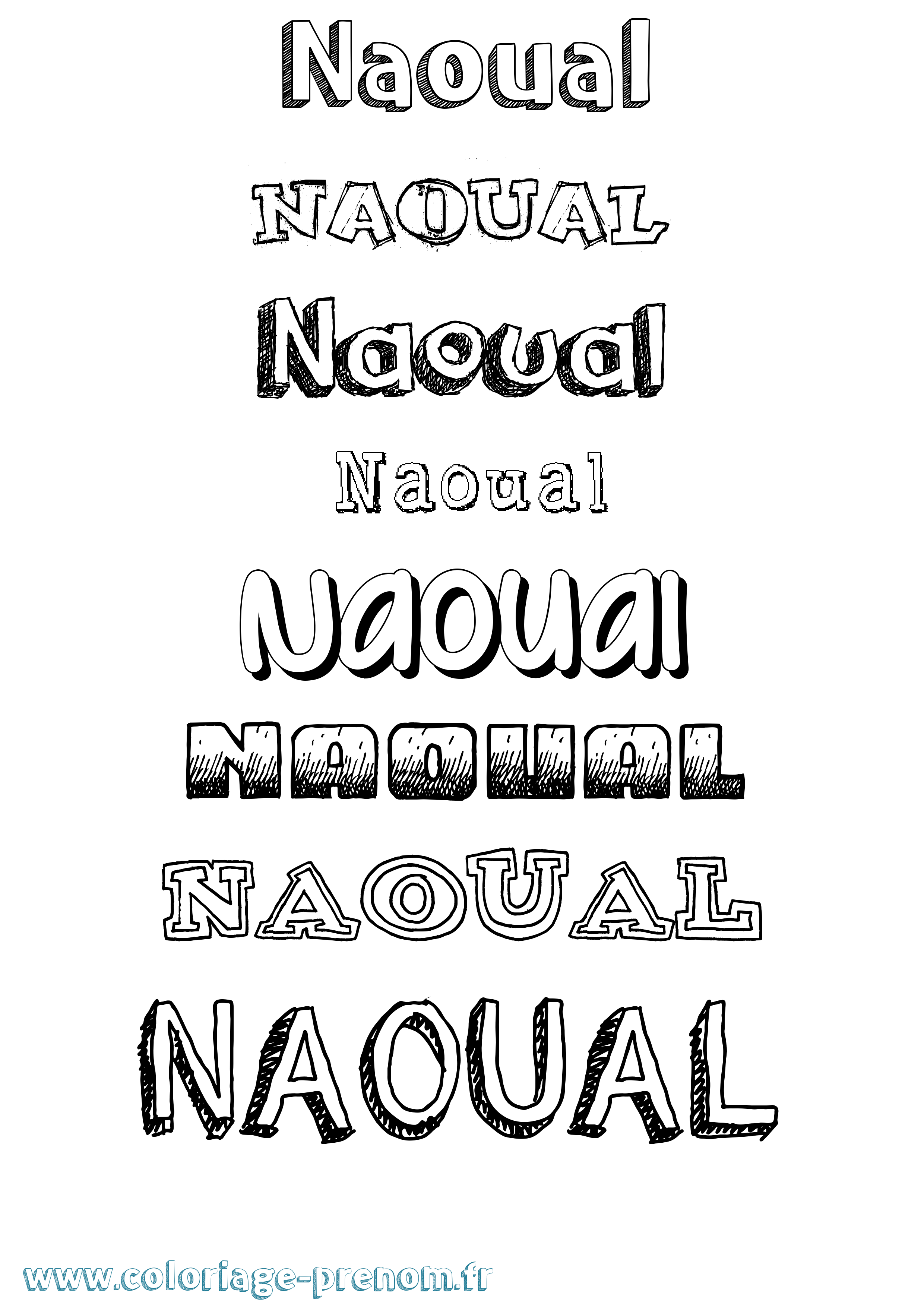 Coloriage Naoual Dessiné Coloriage prénom Naoual Dessiné