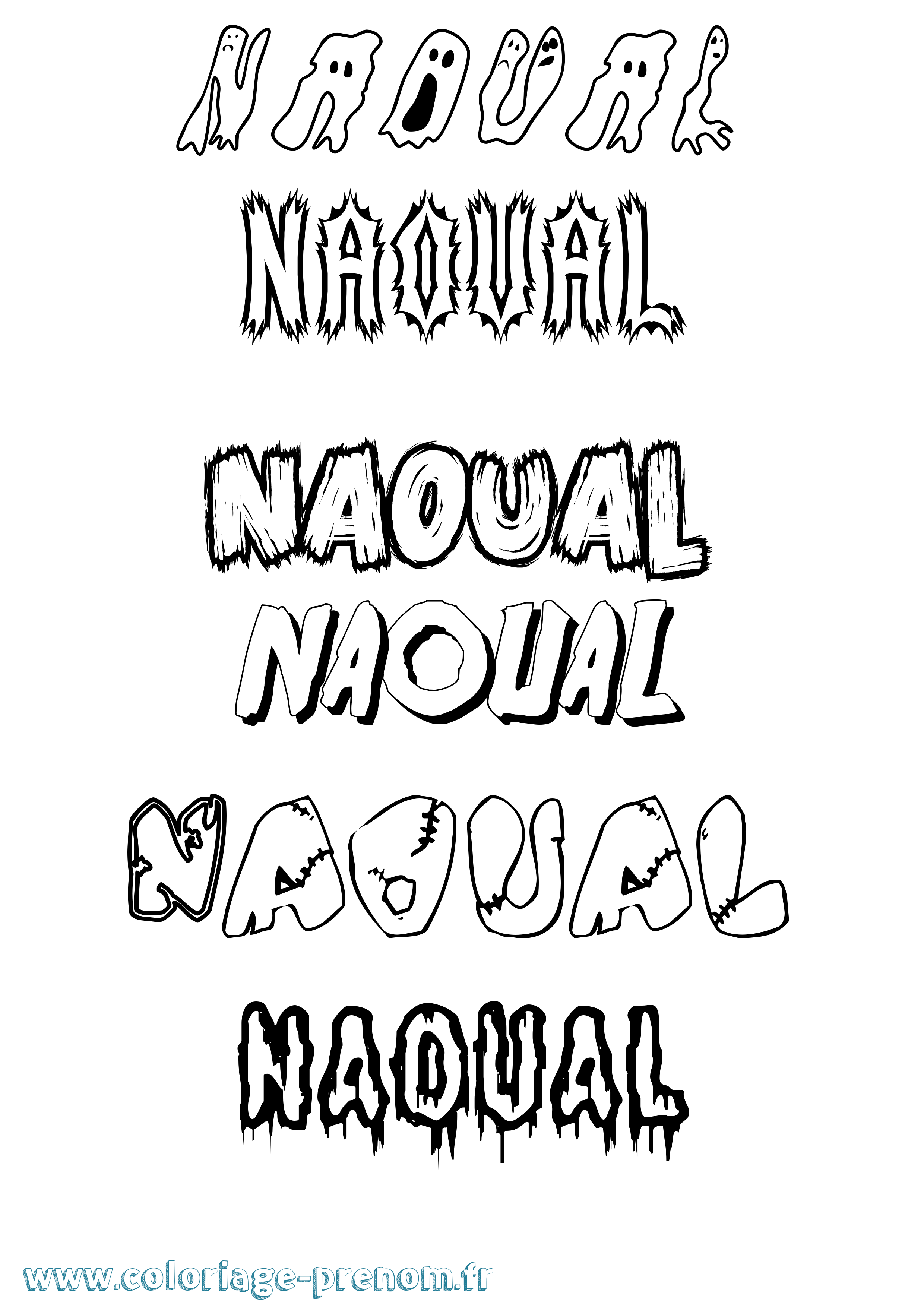 Coloriage Naoual Frisson Coloriage prénom Naoual Frisson