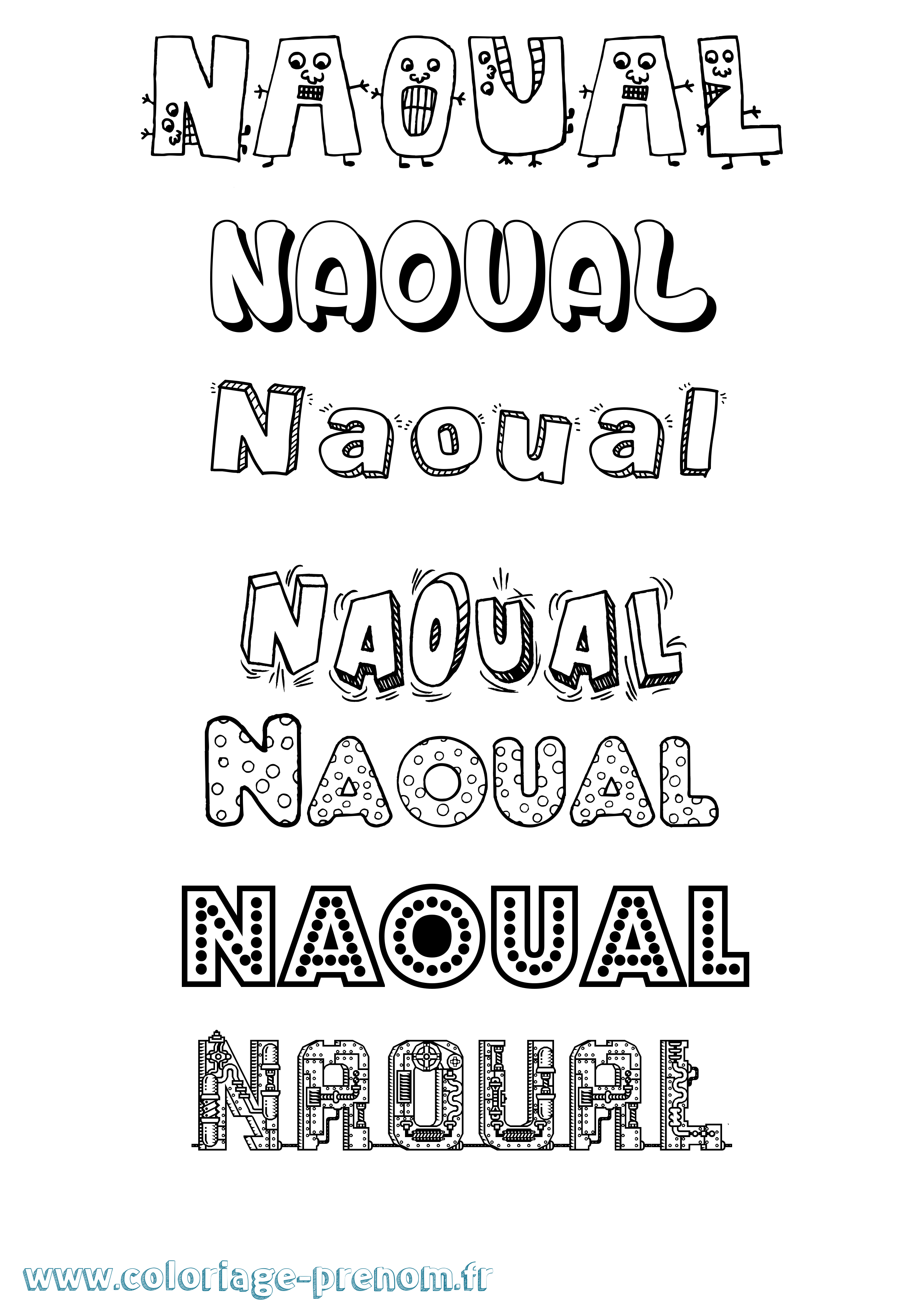 Coloriage Naoual Fun Coloriage prénom Naoual Fun