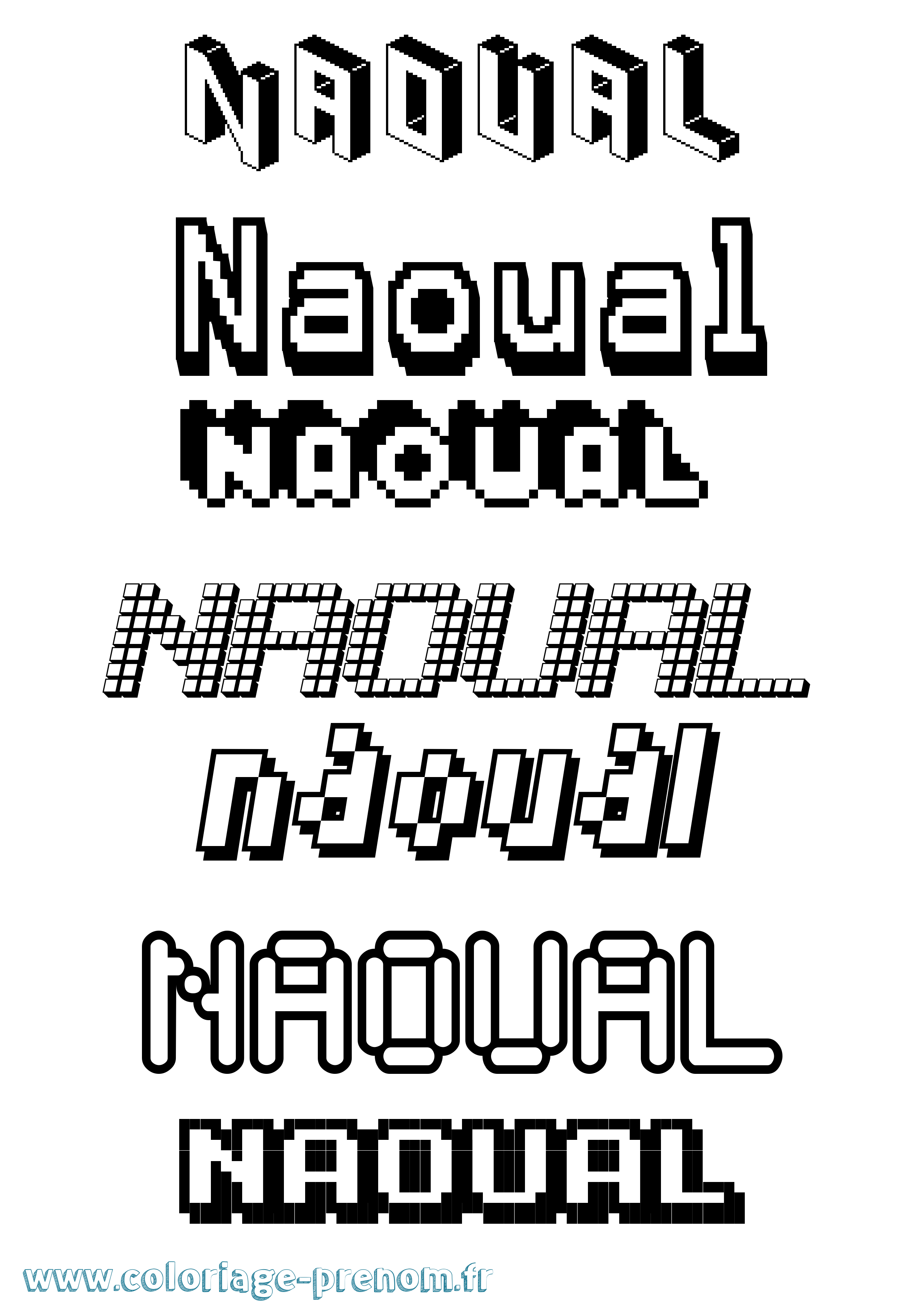 Coloriage Naoual Pixel Coloriage prénom Naoual Pixel