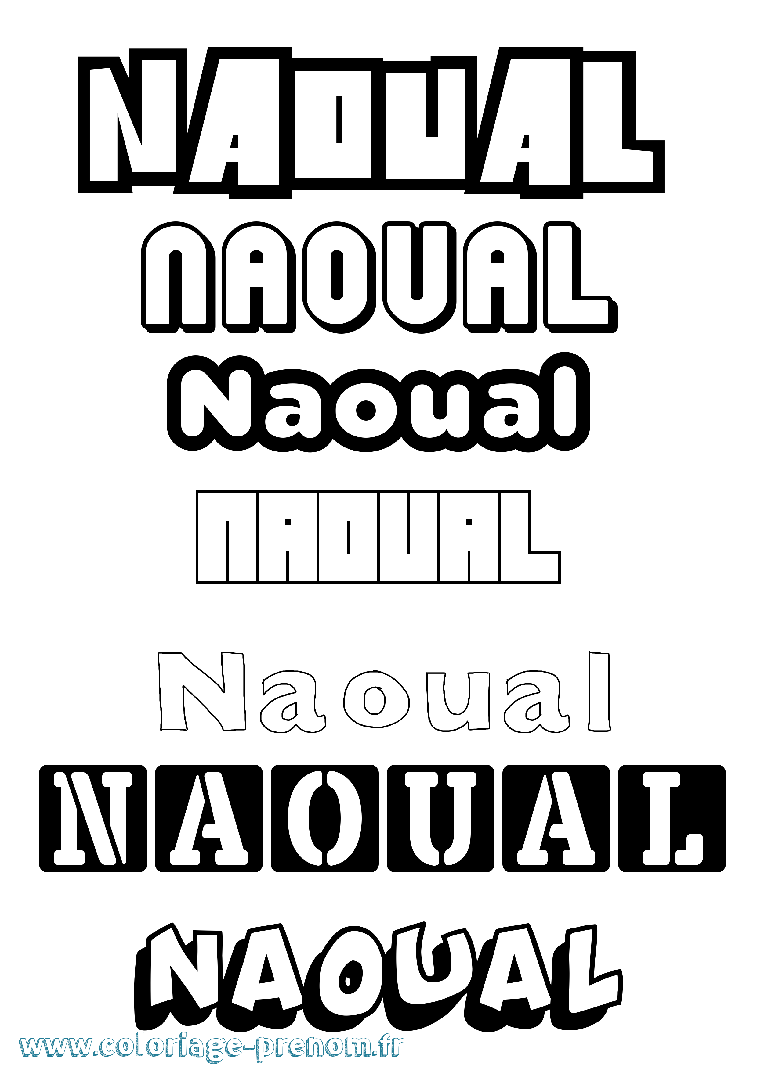 Coloriage Naoual Simple Coloriage prénom Naoual Simple