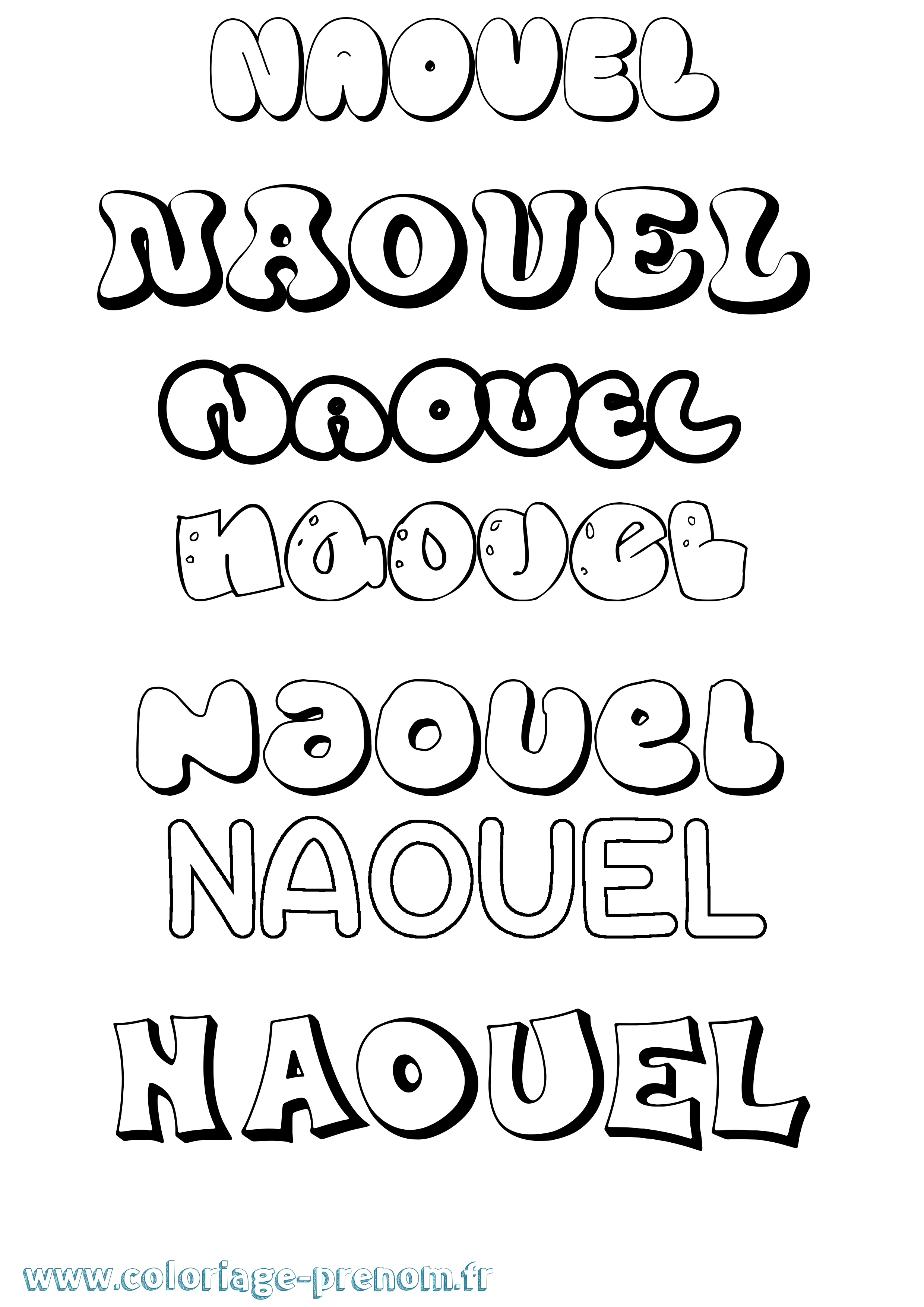 Coloriage Naouel Bubble Coloriage prénom Naouel Bubble
