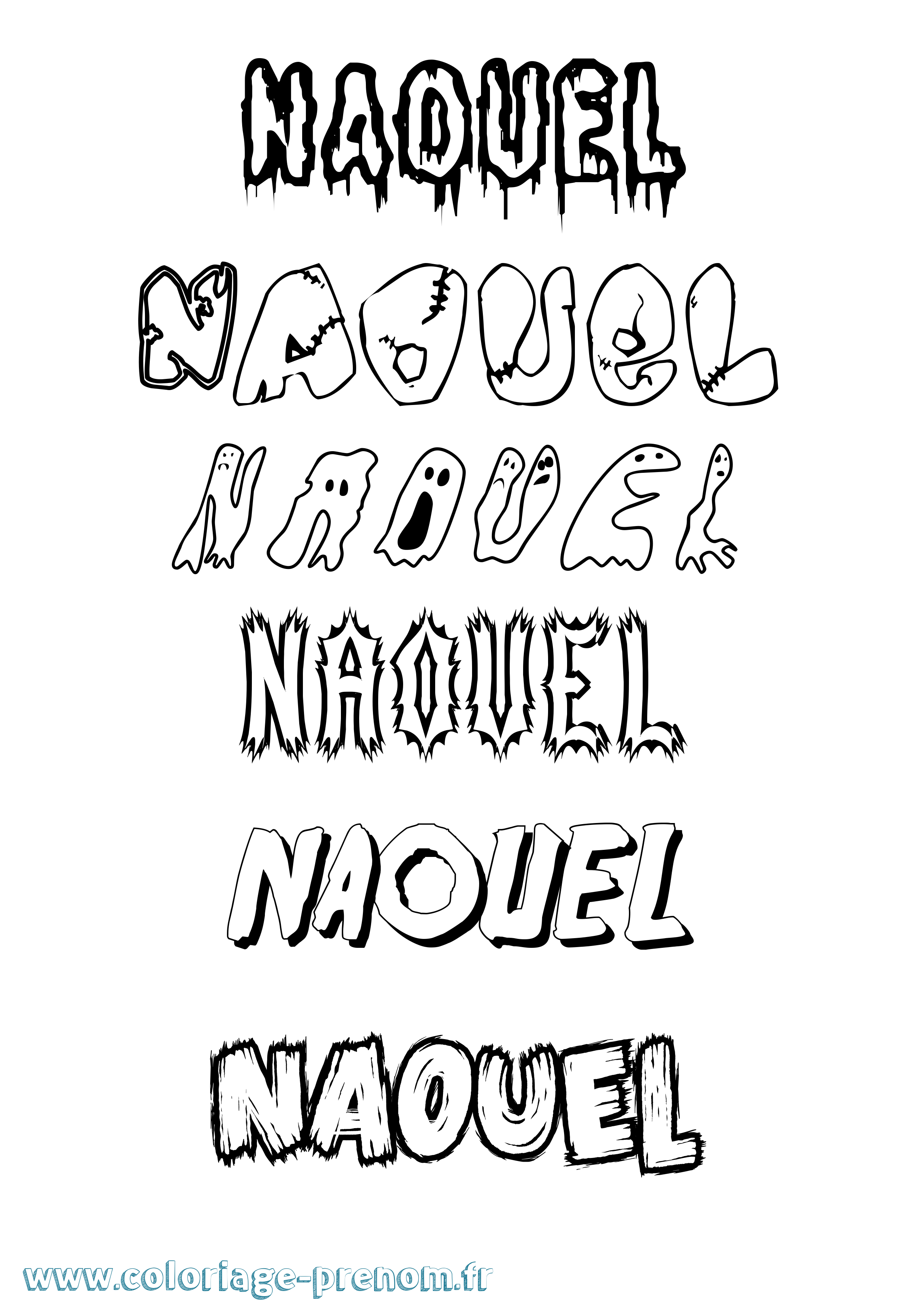 Coloriage Naouel Frisson Coloriage prénom Naouel Frisson