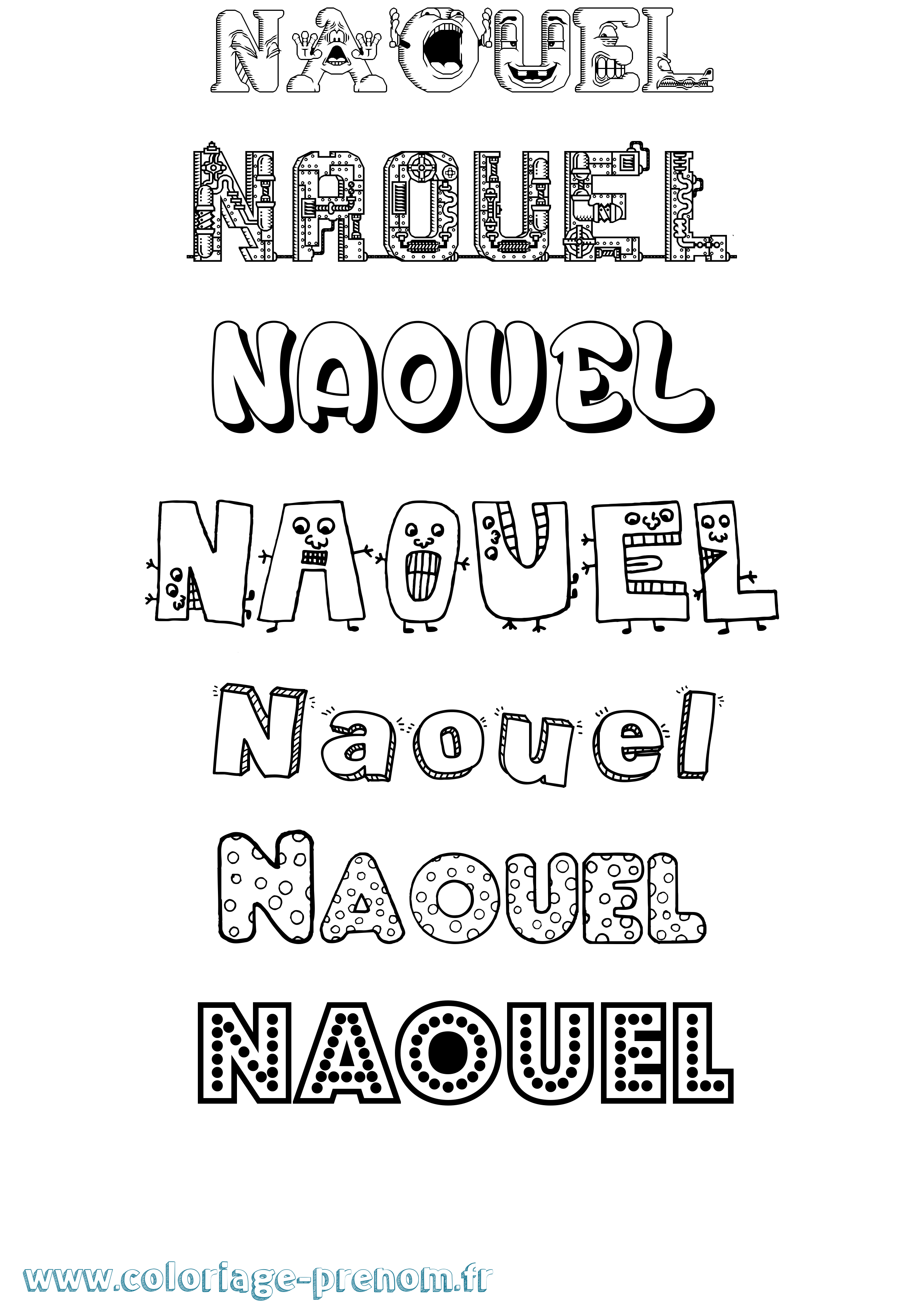 Coloriage Naouel Fun Coloriage prénom Naouel Fun