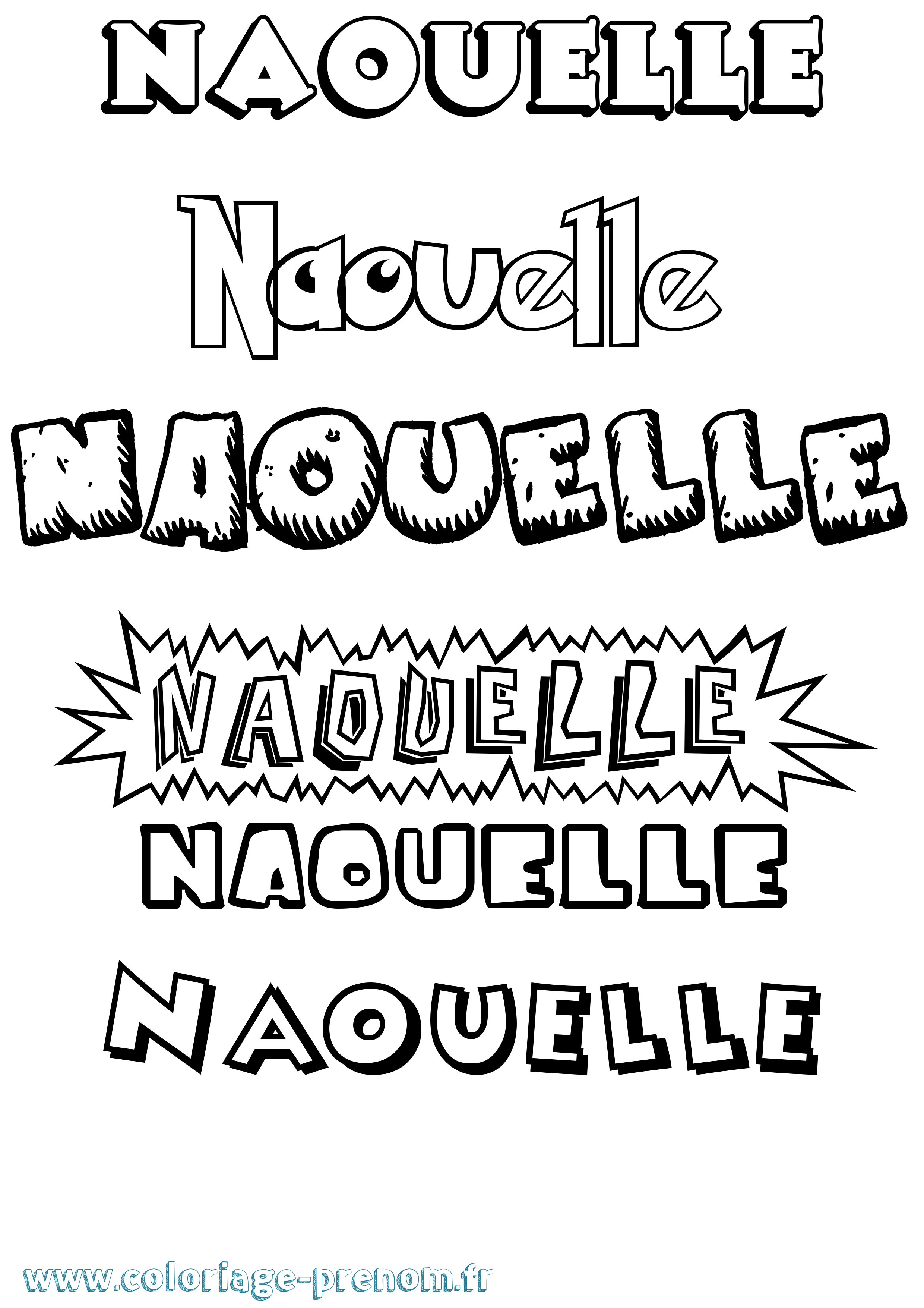Coloriage Naouelle Dessin Animé Coloriage prénom Naouelle Dessin Animé