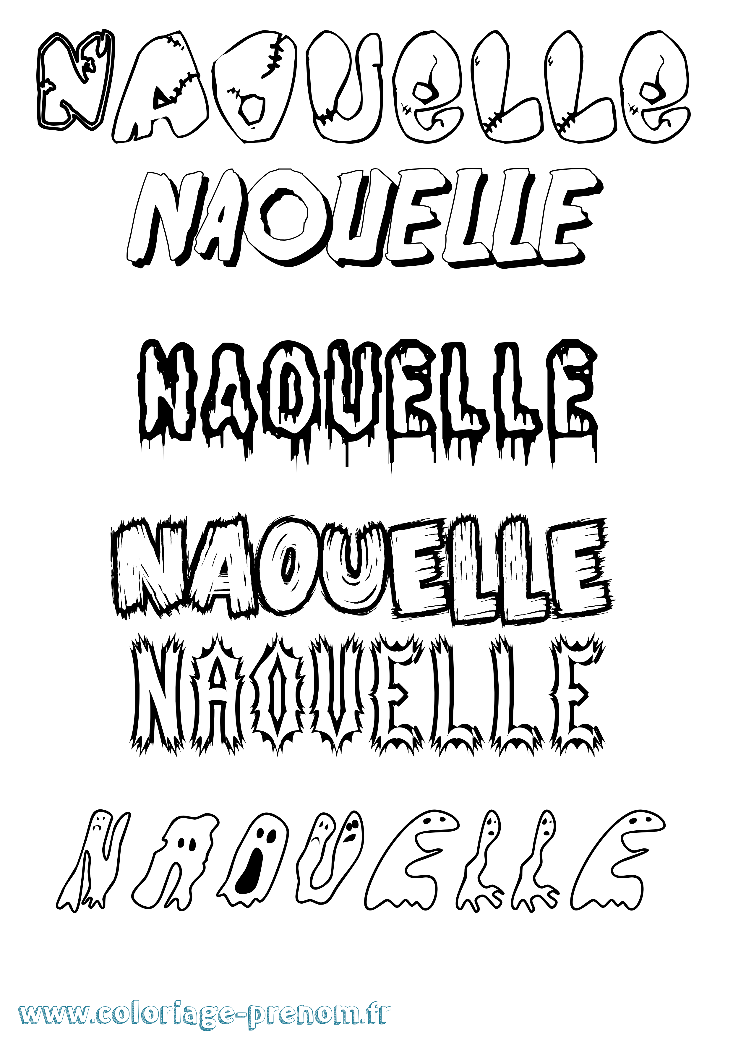 Coloriage Naouelle Frisson Coloriage prénom Naouelle Frisson