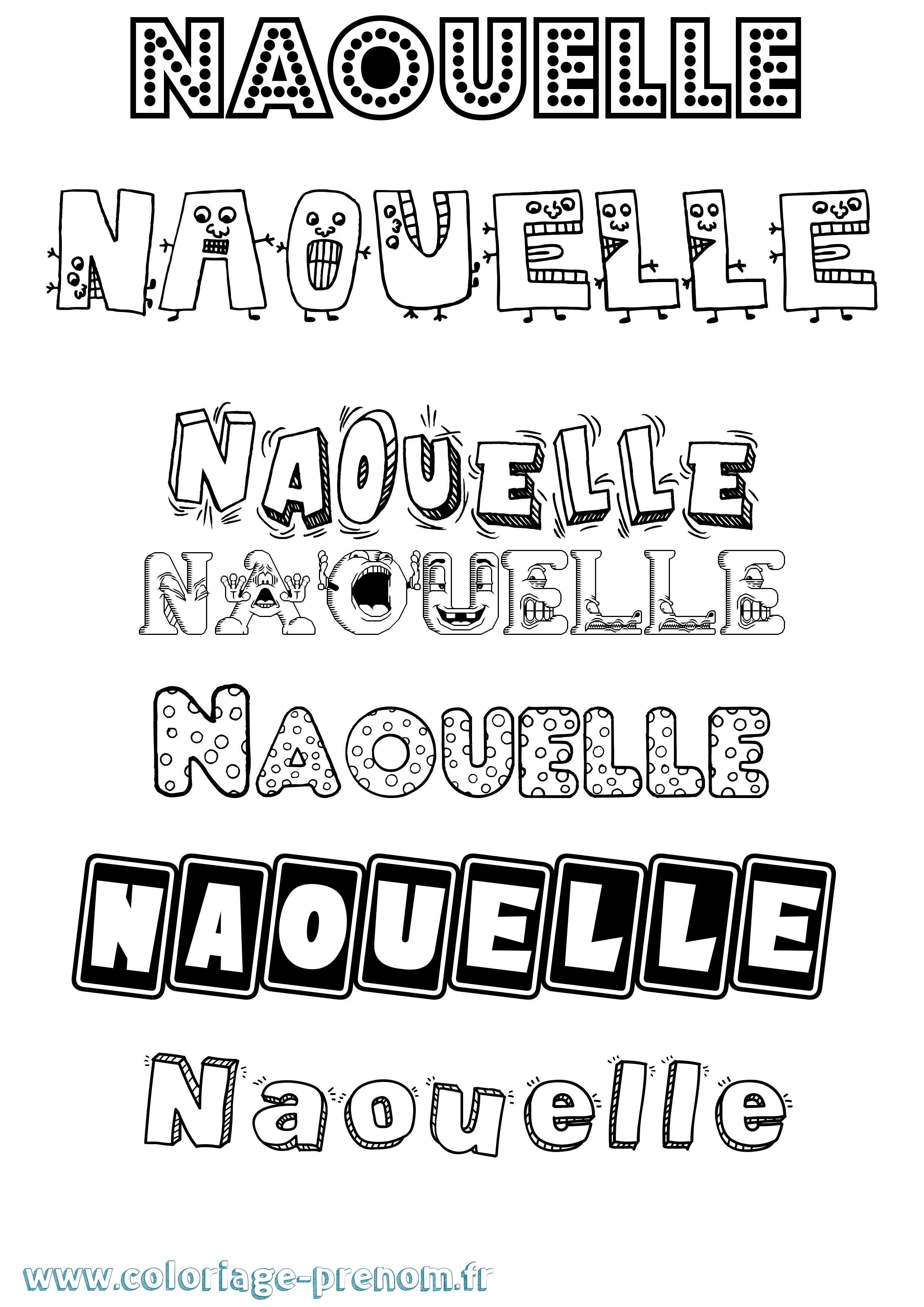 Coloriage Naouelle Fun Coloriage prénom Naouelle Fun