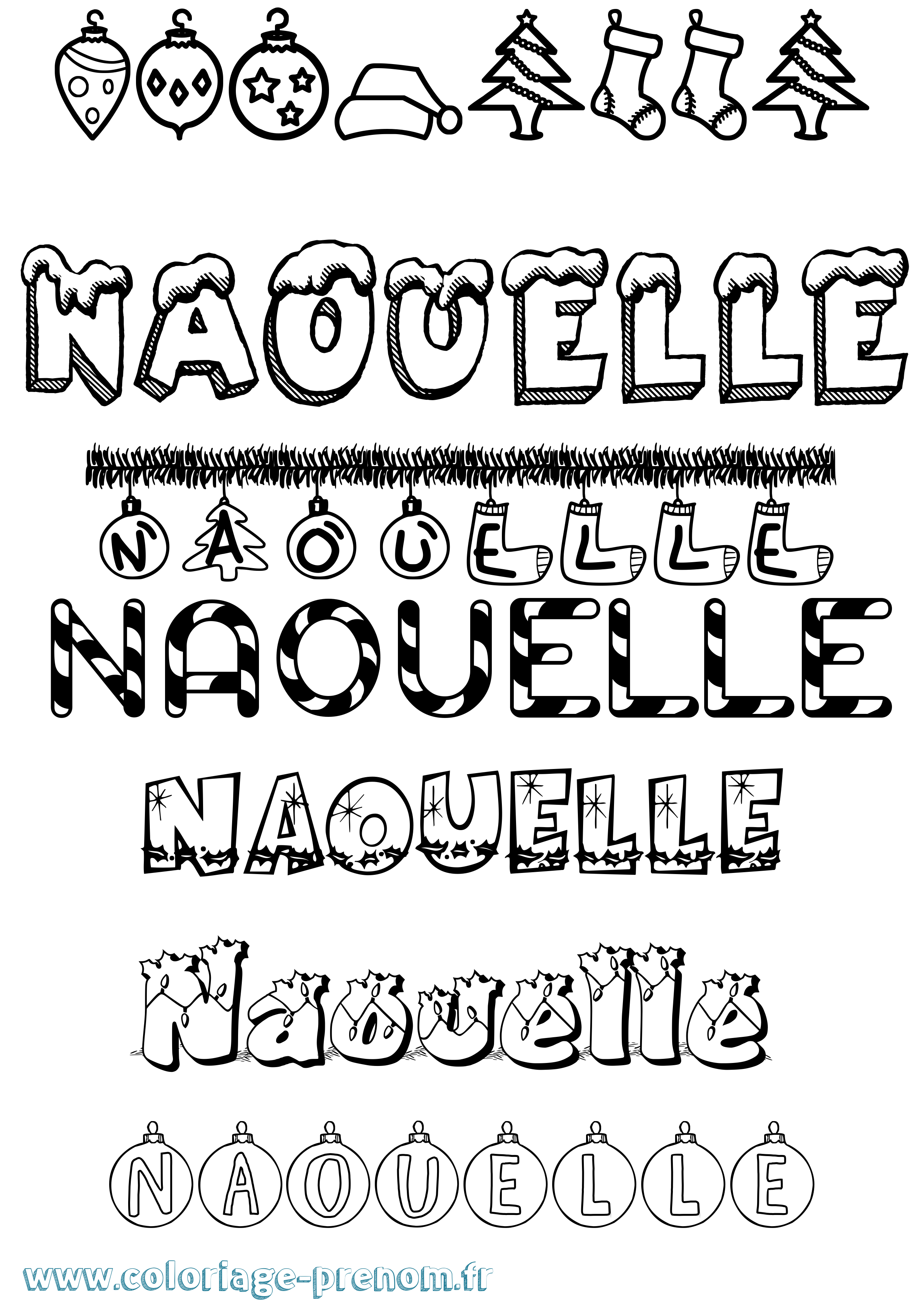 Coloriage Naouelle Noël Coloriage prénom Naouelle Noël