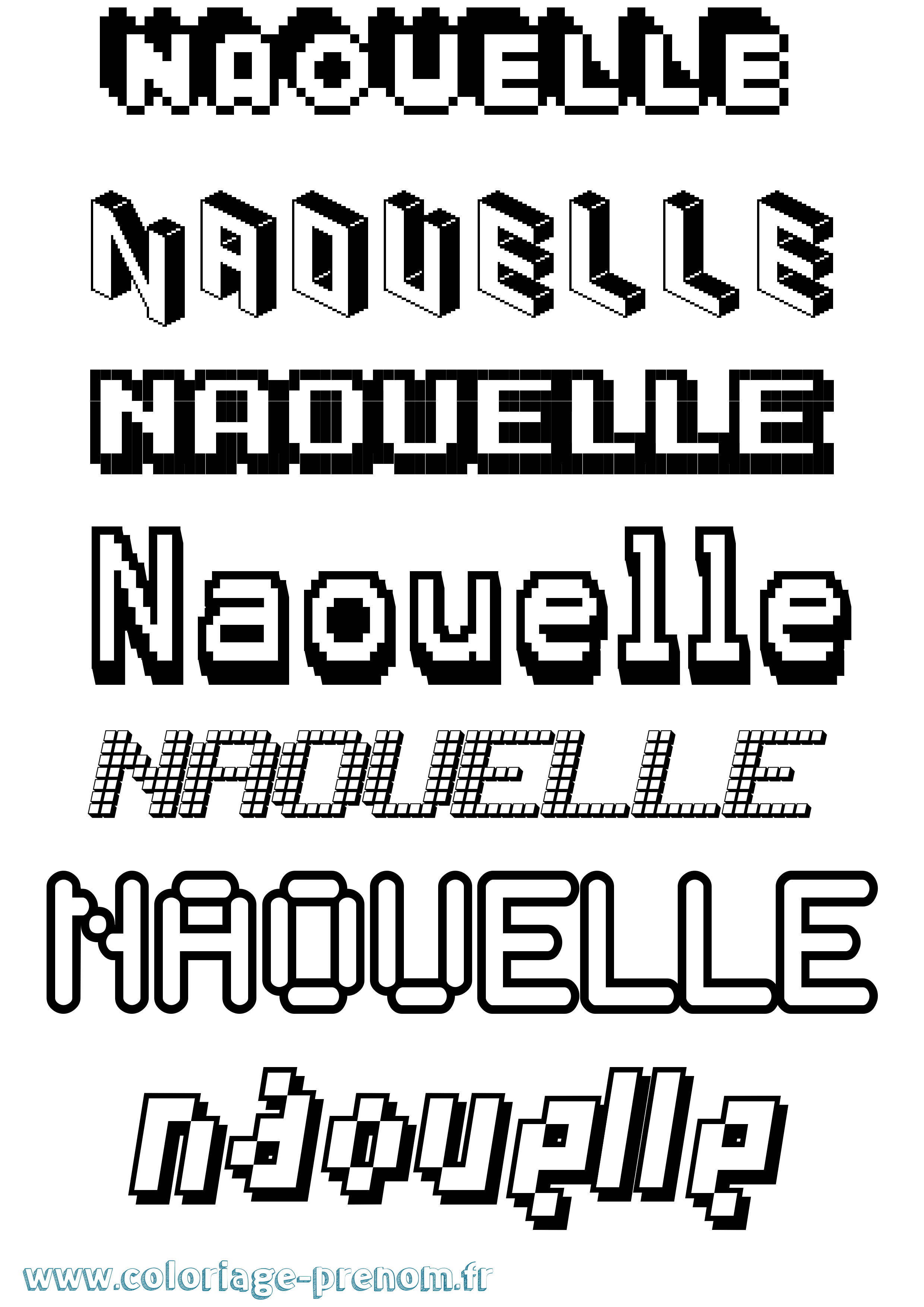 Coloriage Naouelle Pixel Coloriage prénom Naouelle Pixel