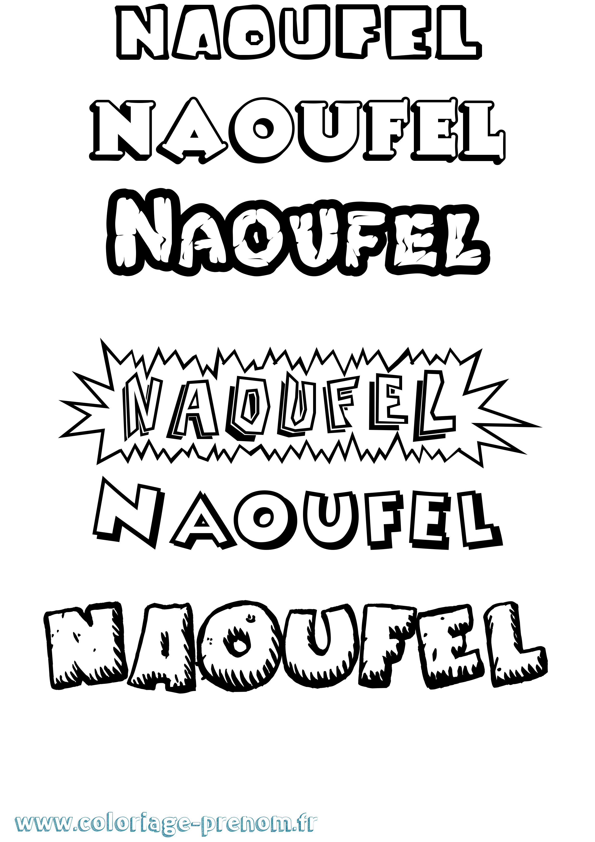 Coloriage Naoufel Dessin Animé Coloriage prénom Naoufel Dessin Animé