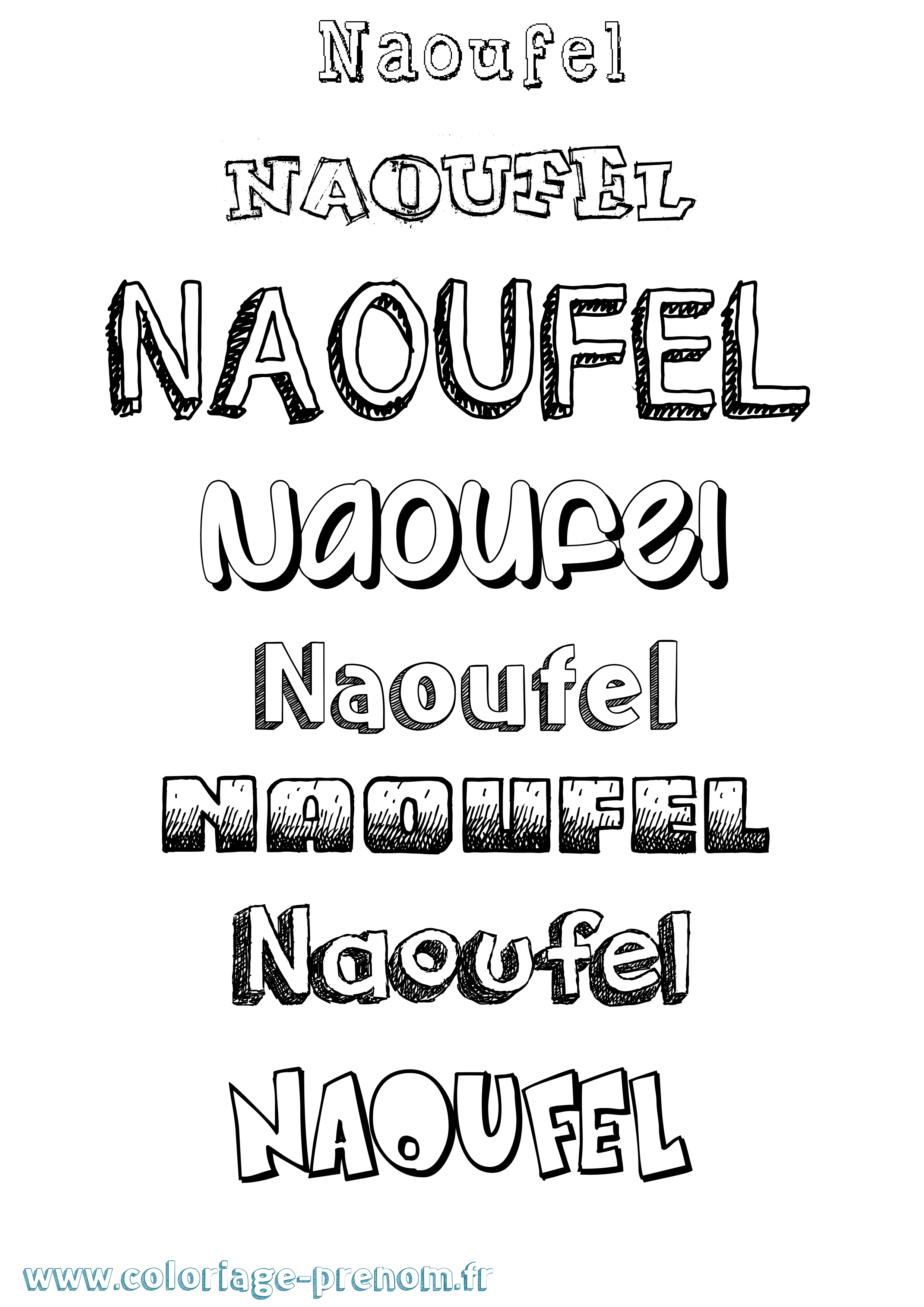 Coloriage Naoufel Dessiné Coloriage prénom Naoufel Dessiné