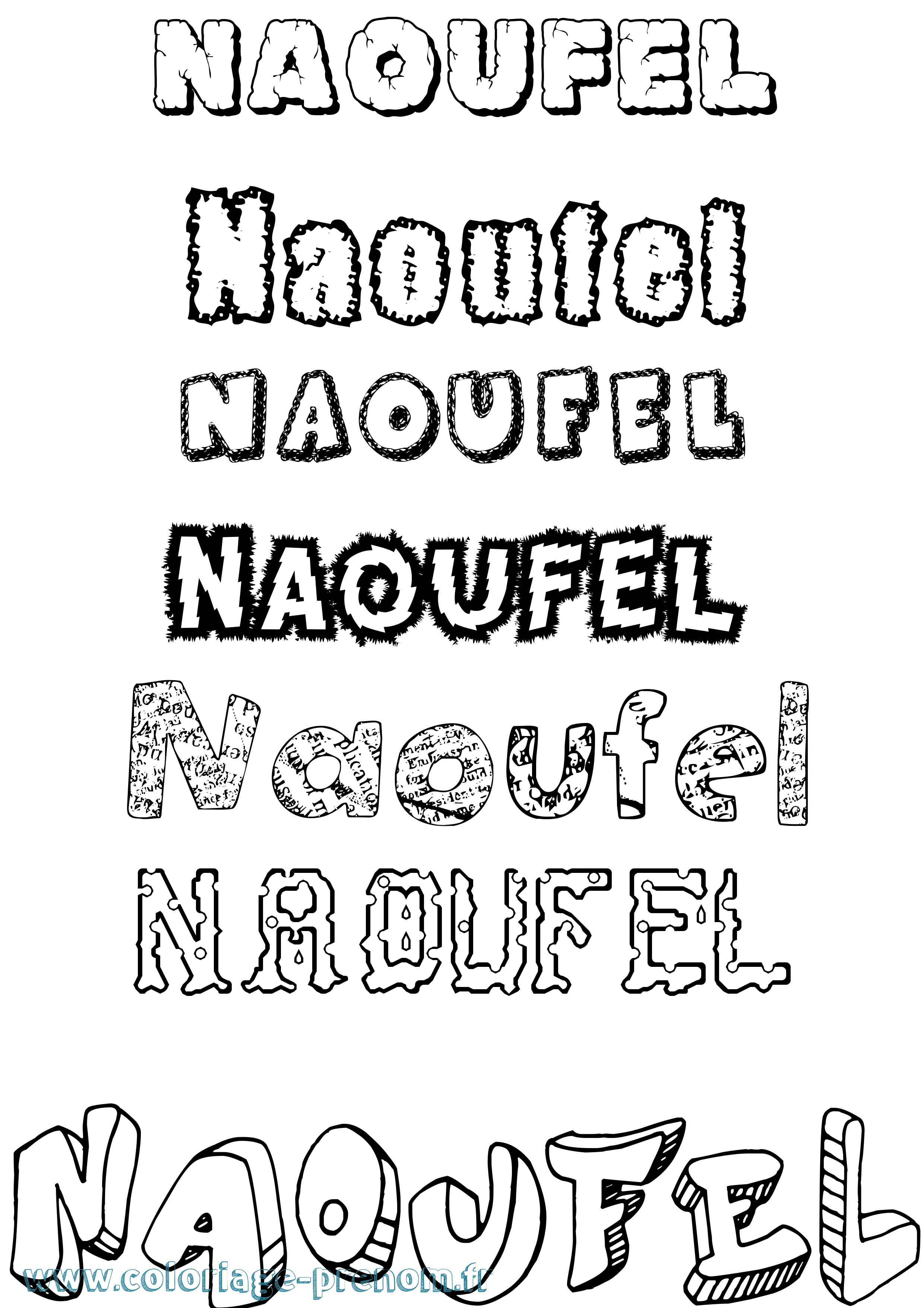 Coloriage Naoufel Destructuré Coloriage prénom Naoufel Destructuré