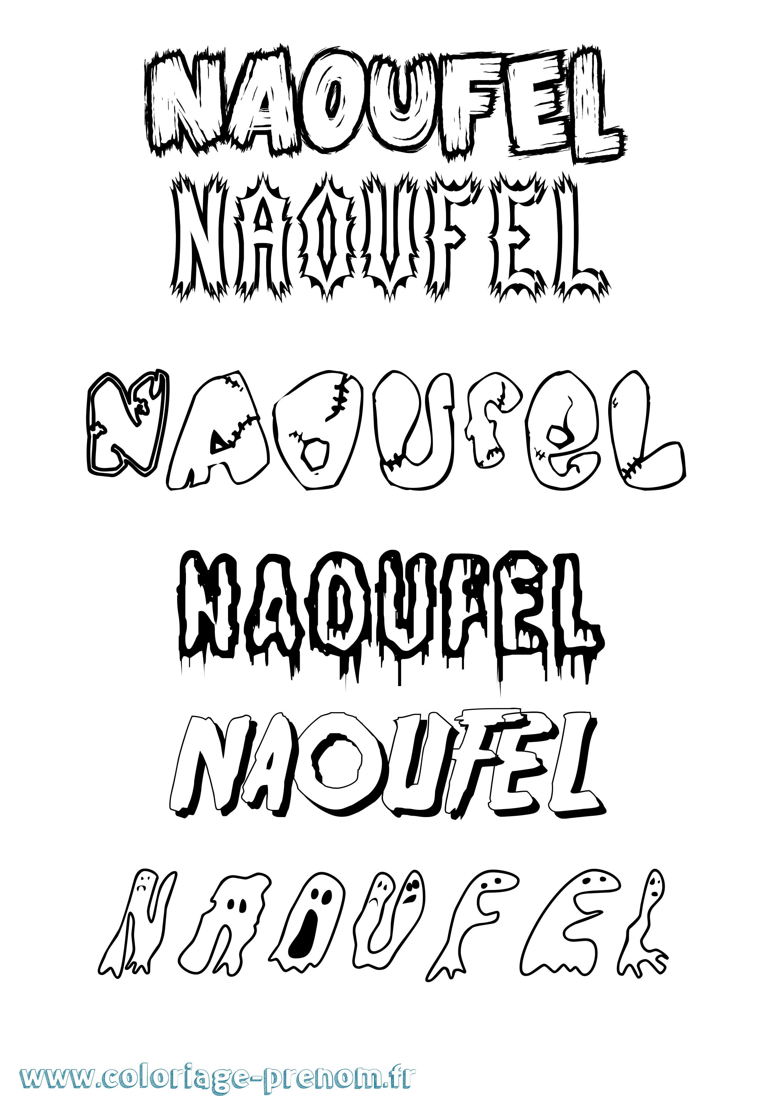 Coloriage Naoufel Frisson Coloriage prénom Naoufel Frisson