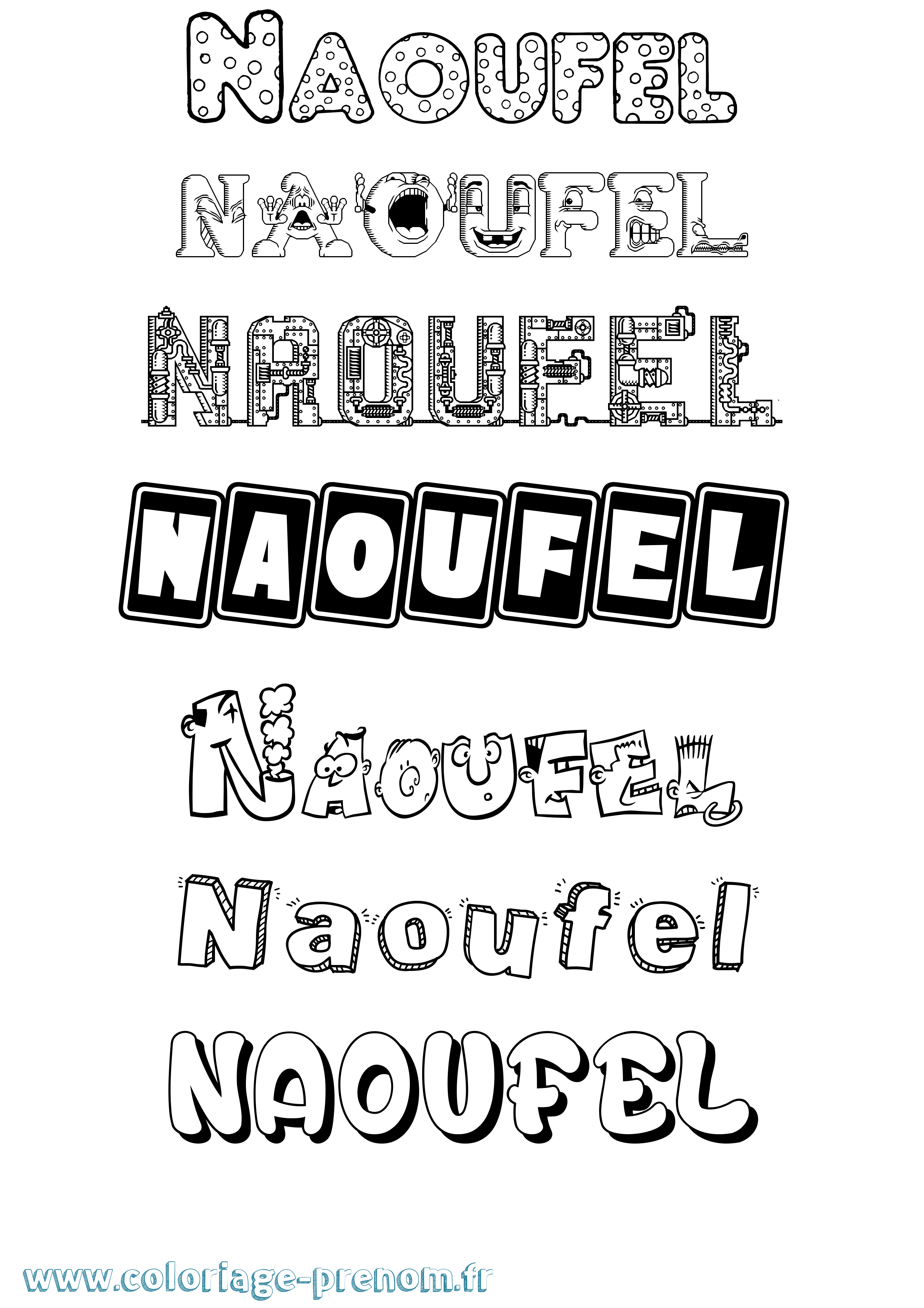 Coloriage Naoufel Fun Coloriage prénom Naoufel Fun