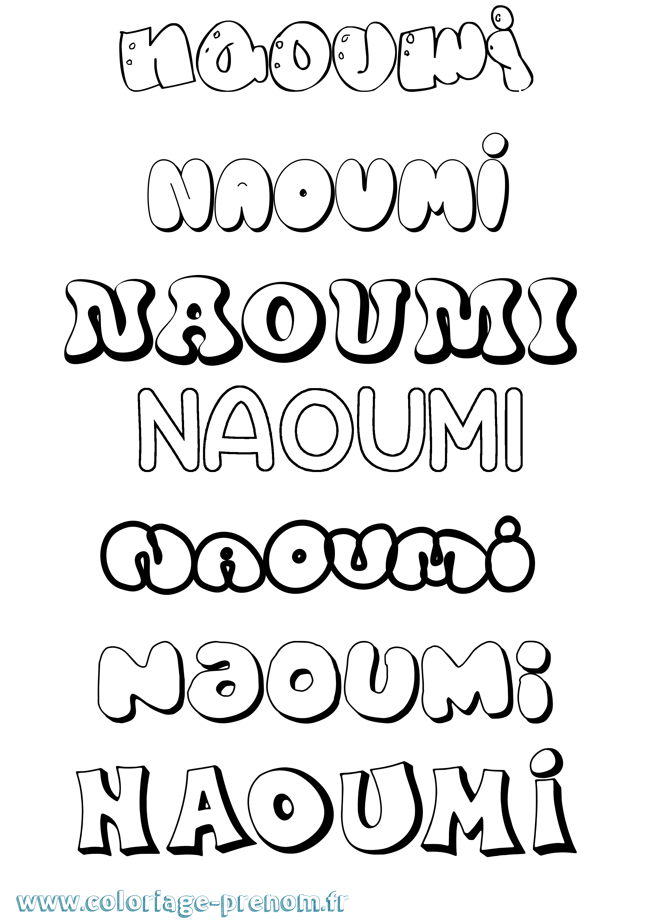Coloriage Naoumi Bubble Coloriage prénom Naoumi Bubble
