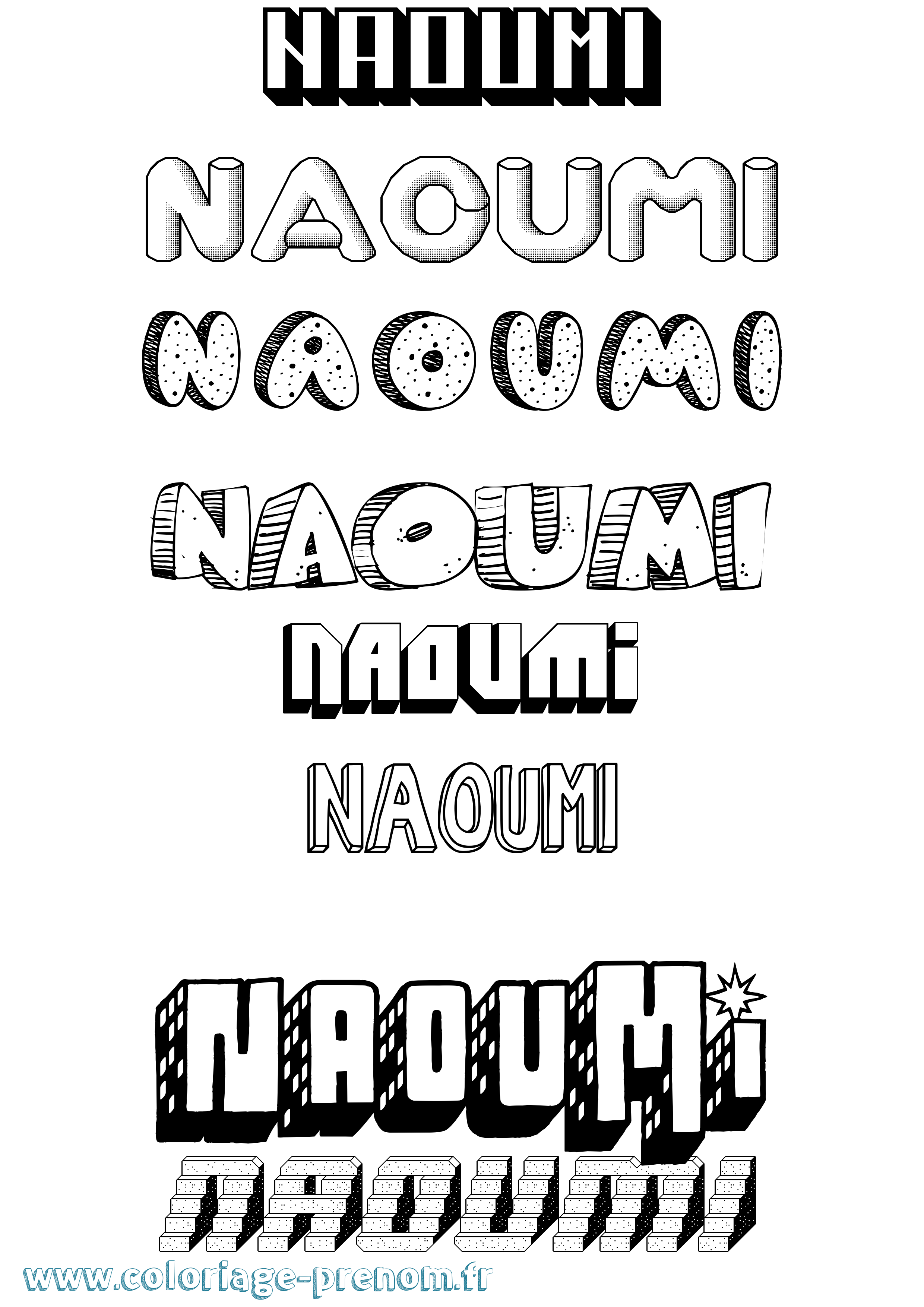 Coloriage Naoumi Effet 3D Coloriage prénom Naoumi Effet 3D