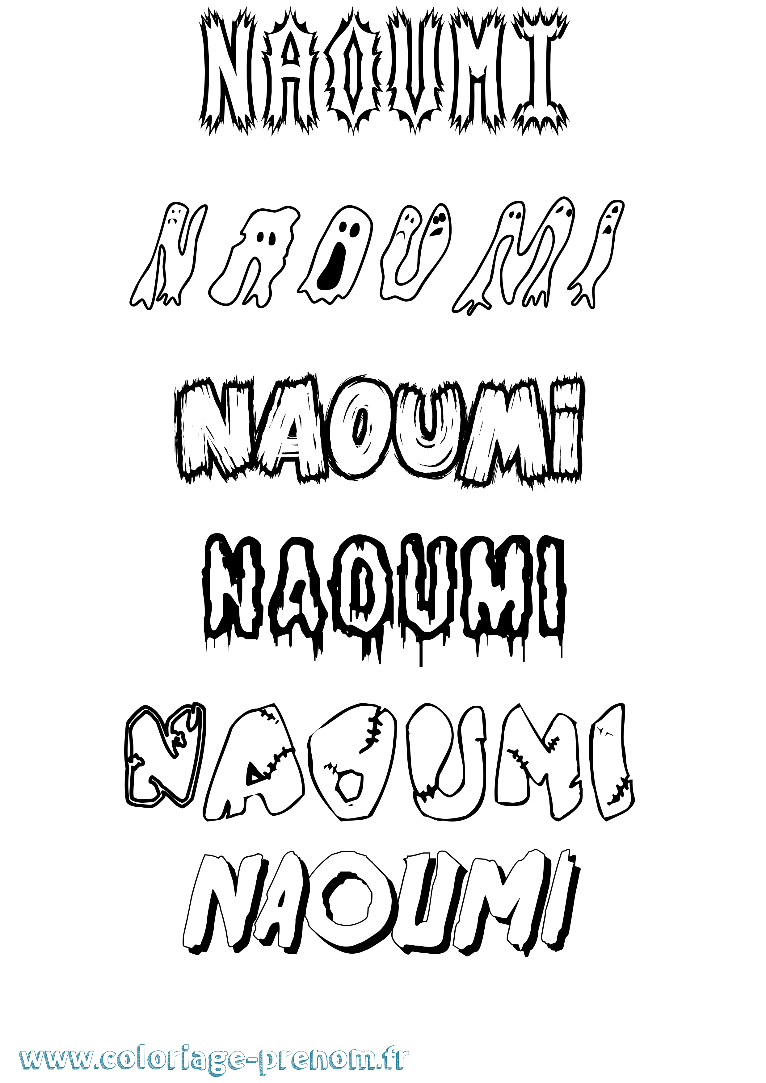 Coloriage Naoumi Frisson Coloriage prénom Naoumi Frisson