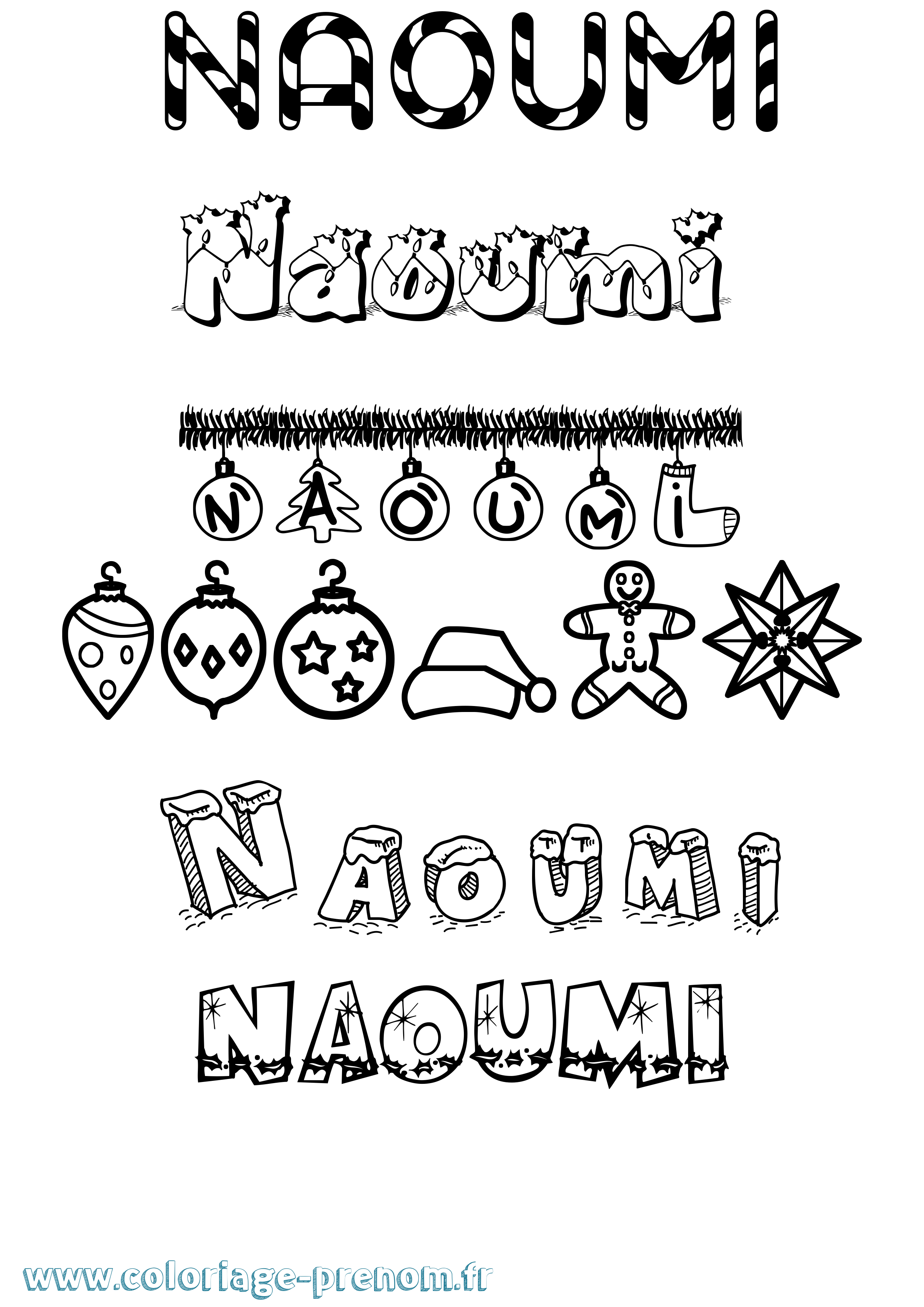 Coloriage Naoumi Noël Coloriage prénom Naoumi Noël