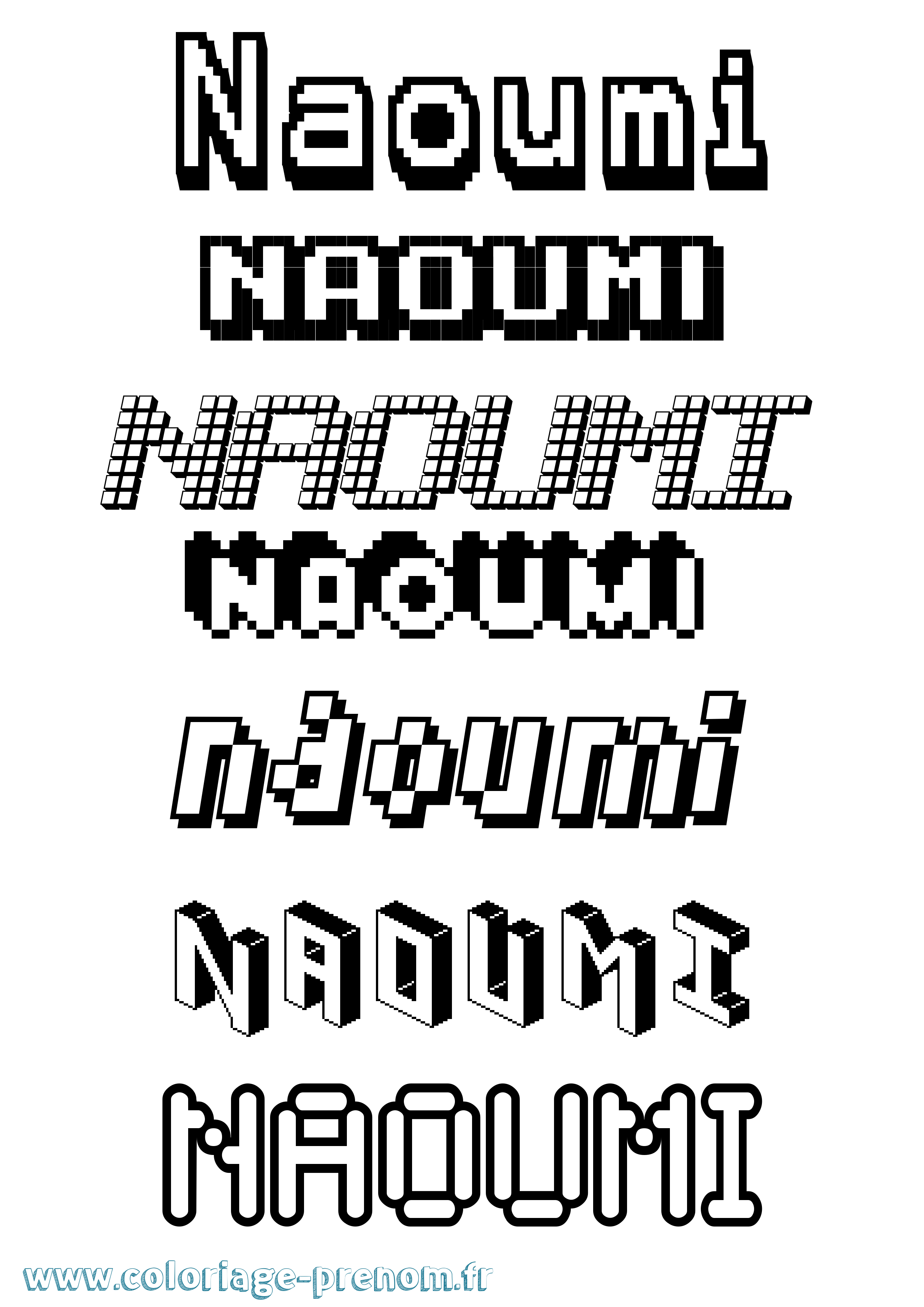 Coloriage Naoumi Pixel Coloriage prénom Naoumi Pixel