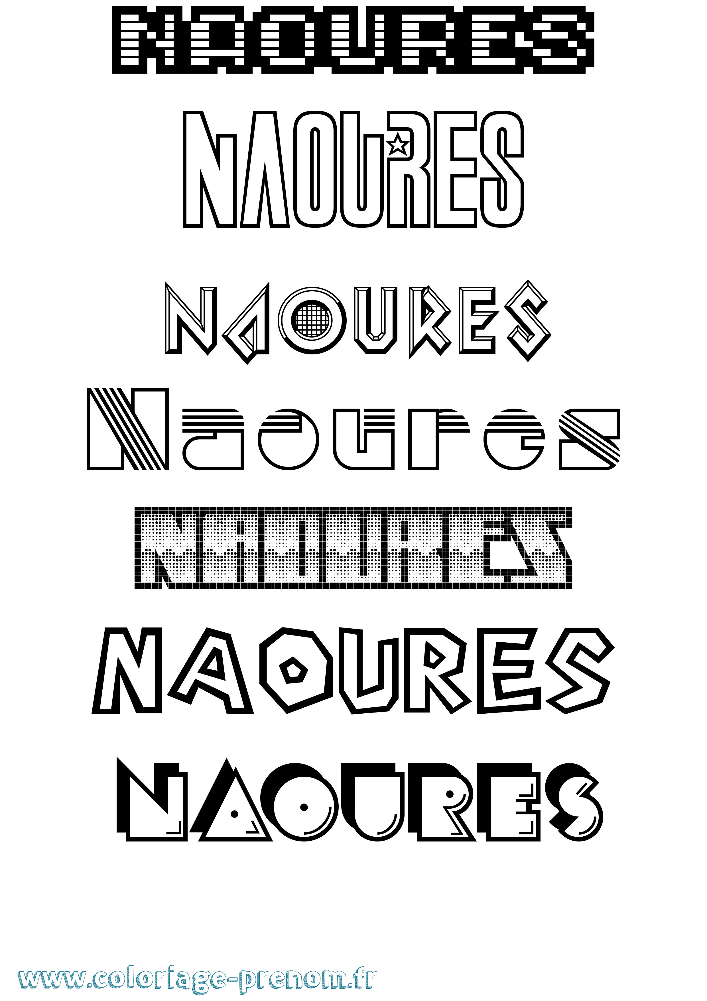 Coloriage Naoures Jeux Vidéos Coloriage prénom Naoures Jeux Vidéos