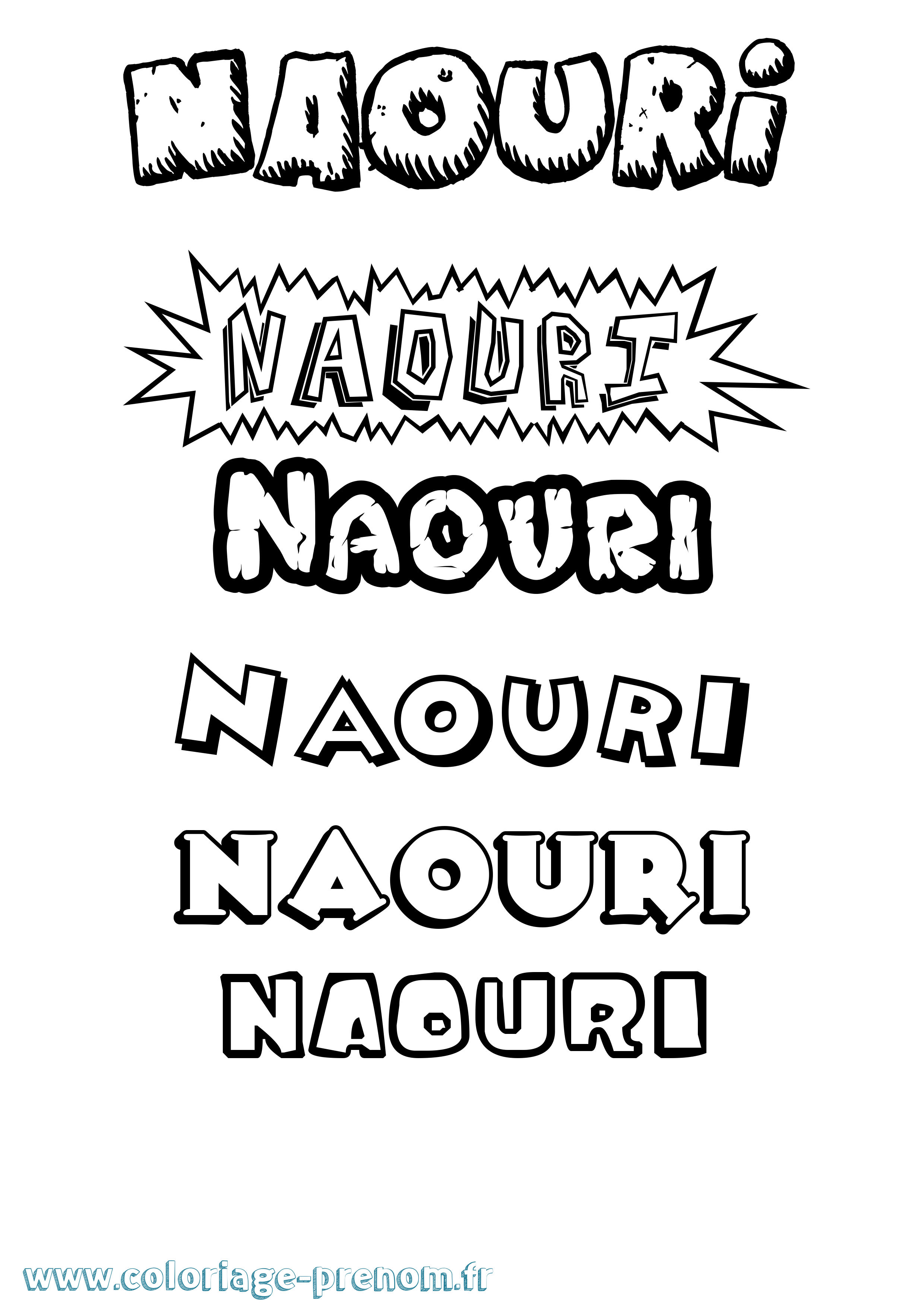 Coloriage Naouri Dessin Animé Coloriage prénom Naouri Dessin Animé